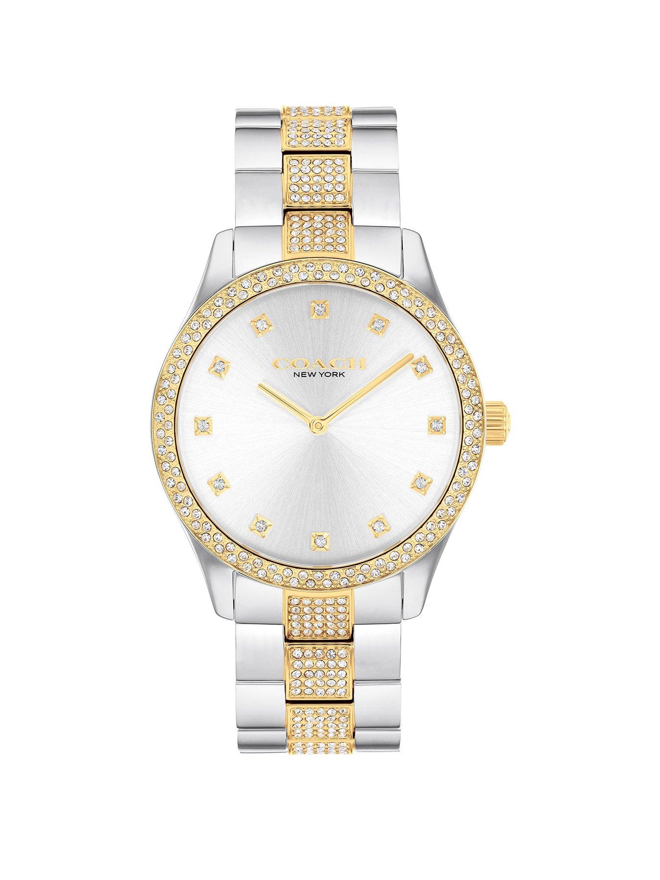 COACH Coach Ladies Brooks Two Tone Stainless & Gold IP Bracelet Watch