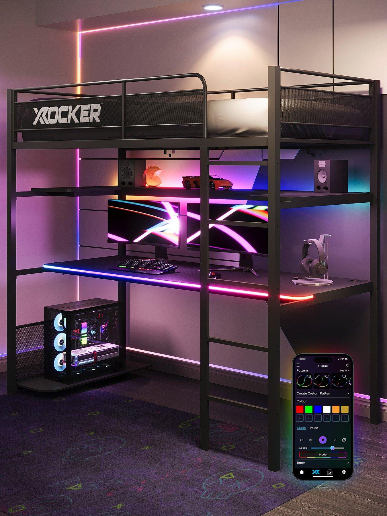 Image 1 of 7 of X Rocker Battlebunk Rgb Sync Gaming Single High Sleeper