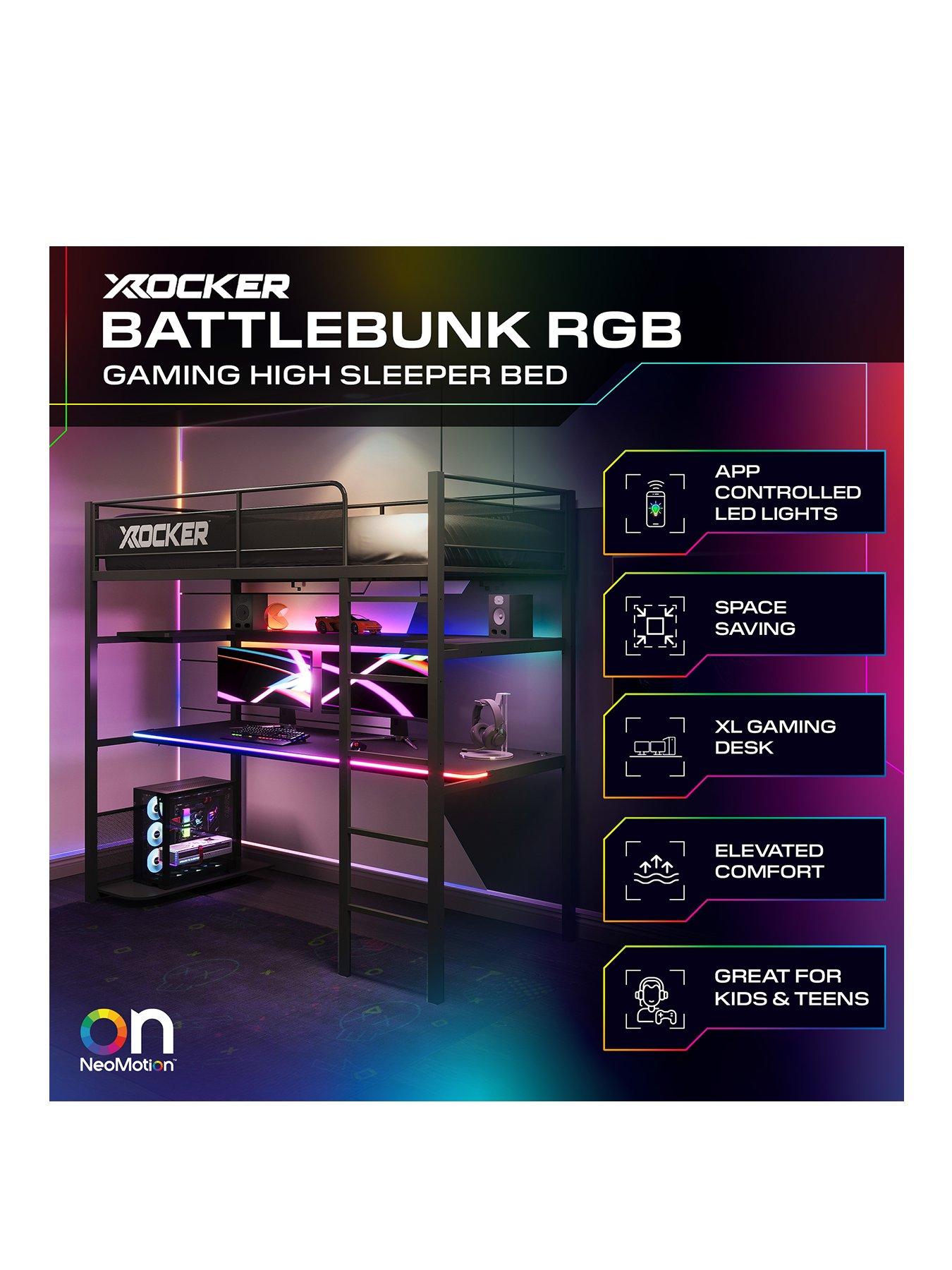 Image 2 of 7 of X Rocker Battlebunk Rgb Sync Gaming Single High Sleeper