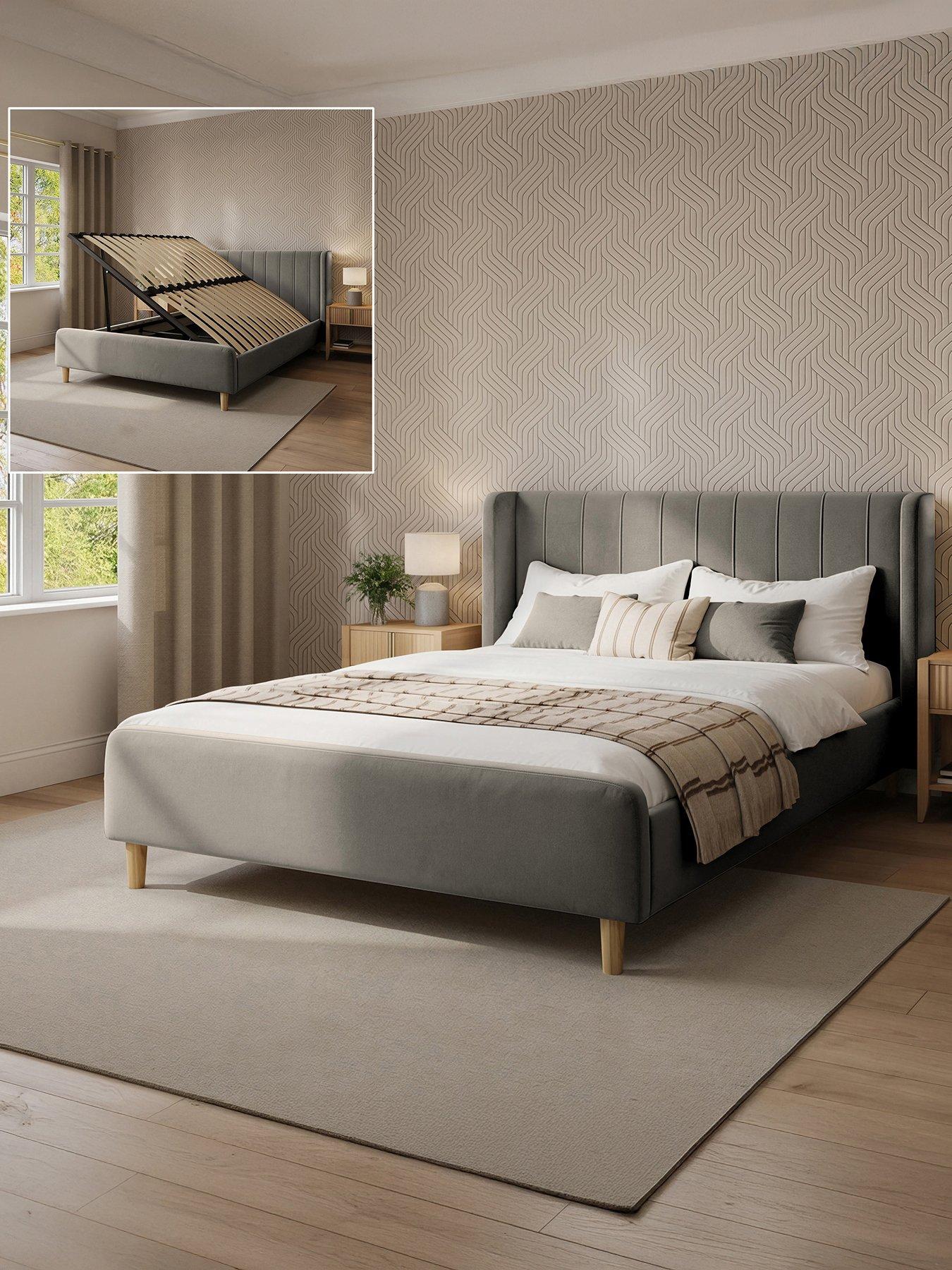 Xr Living Lola Shadow Ottoman Bed - Grey - Double