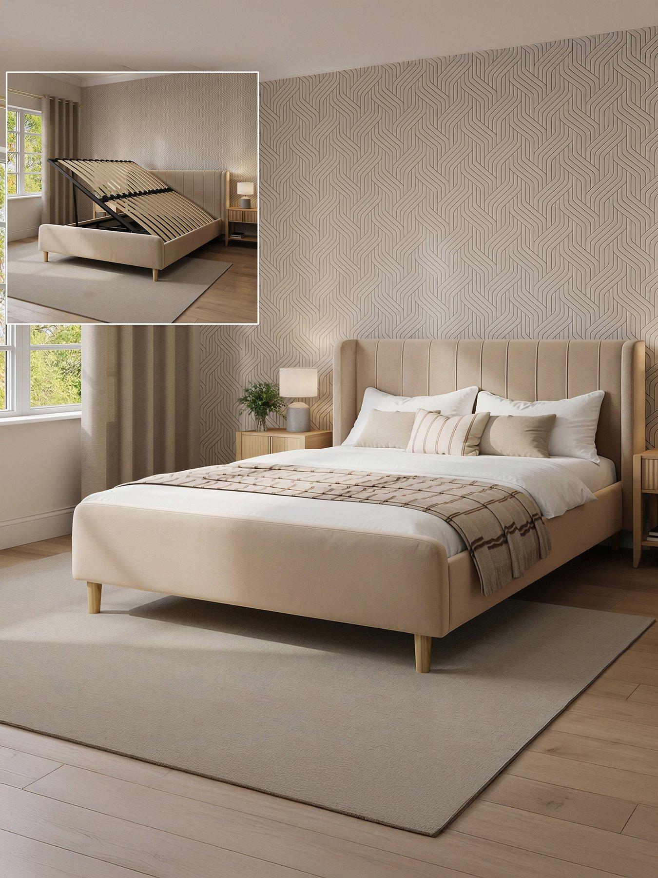 Xr Living Lola Shadow Ottoman Bed - Natural Stone - Double