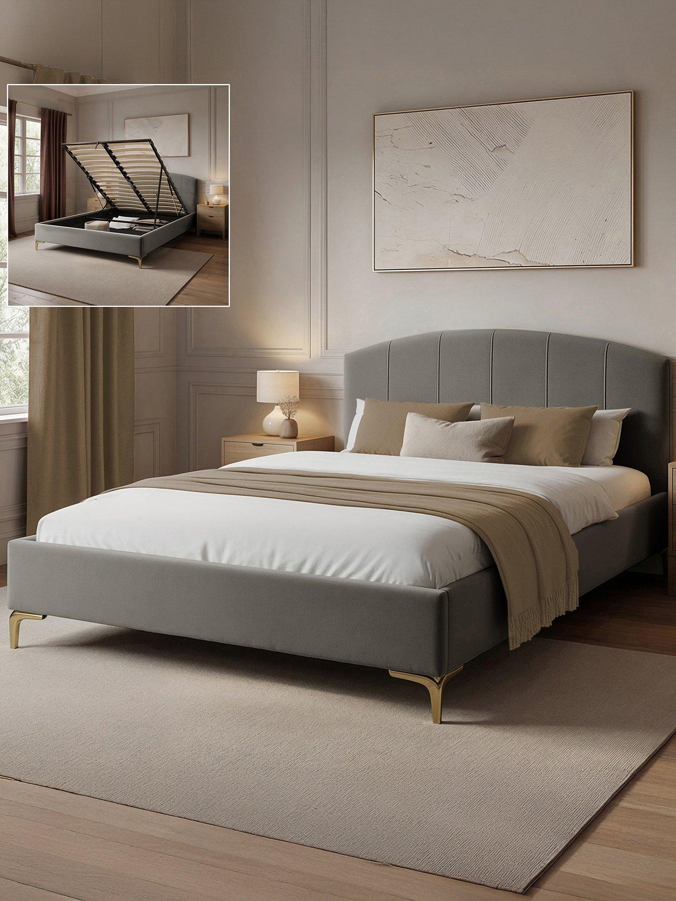 Xr Living Avery Shadow Ottoman Bed - Grey - Double - Double