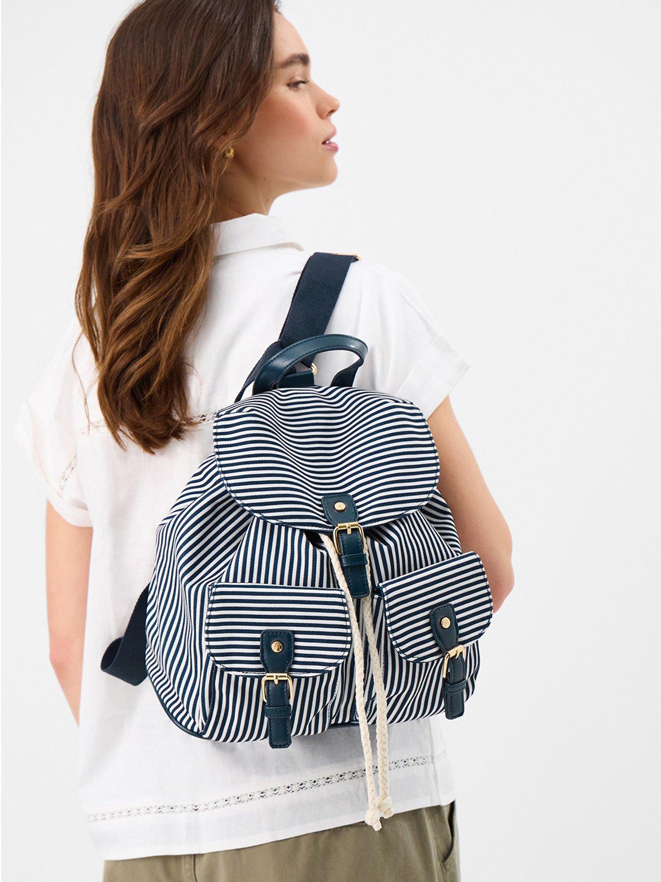 Accessorize Stripe Print Backpack - Blue | Very