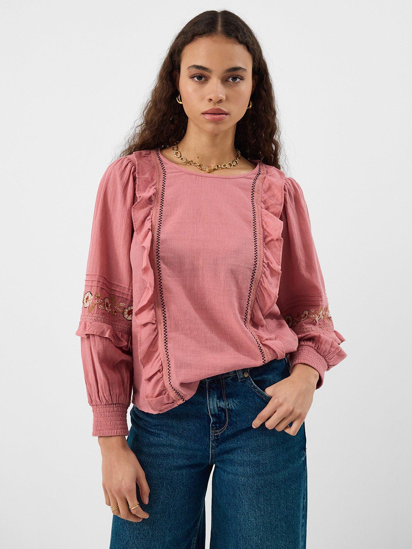 Accessorize Ruffle Embroidered Blouse - Pink