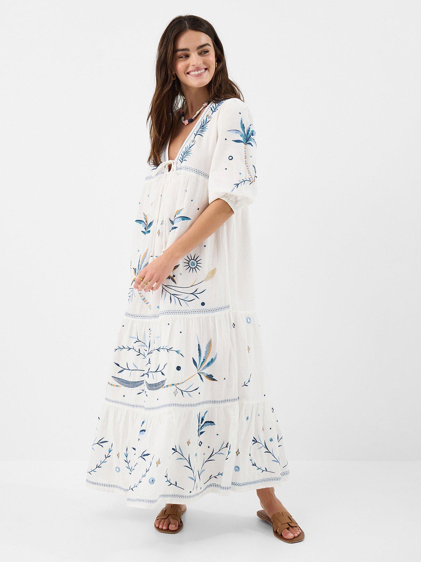 Accessorize Celestial Embroidered Statement Dress - Cream