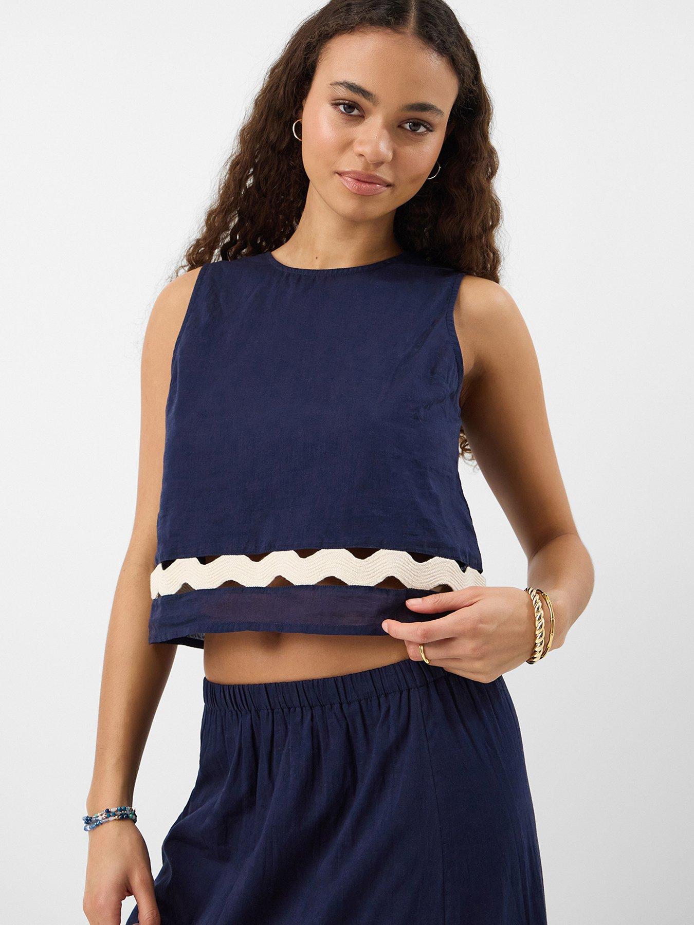 Accessorize Ric Rac Sleeveless Top - Blue