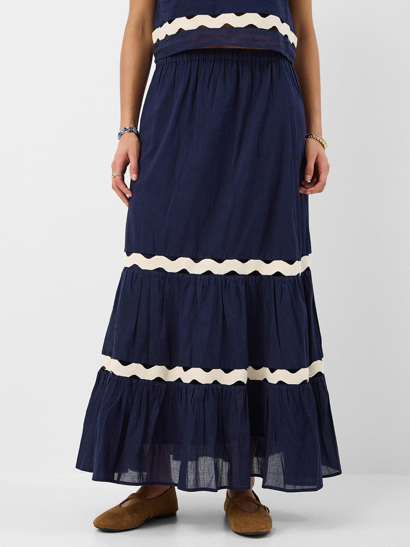 Accessorize Ric Rac Tiered Maxi Skirt - Blue