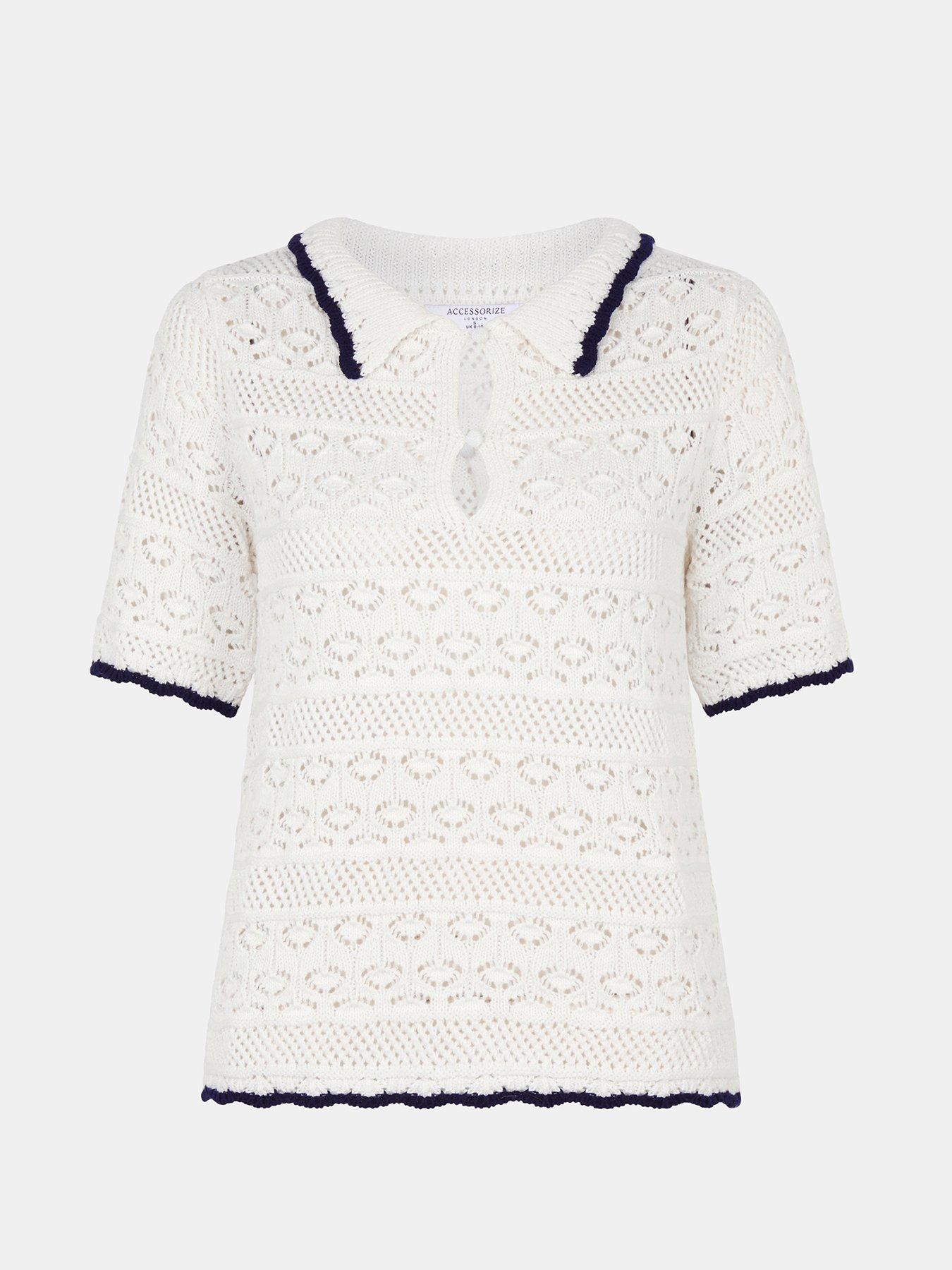 Image 5 of 5 of Accessorize Knitted Polo Shirt - Cream