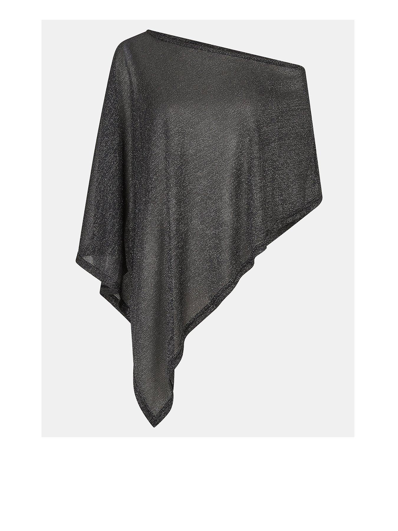 Image 1 of 5 of Accessorize Shimmer Poncho - Black