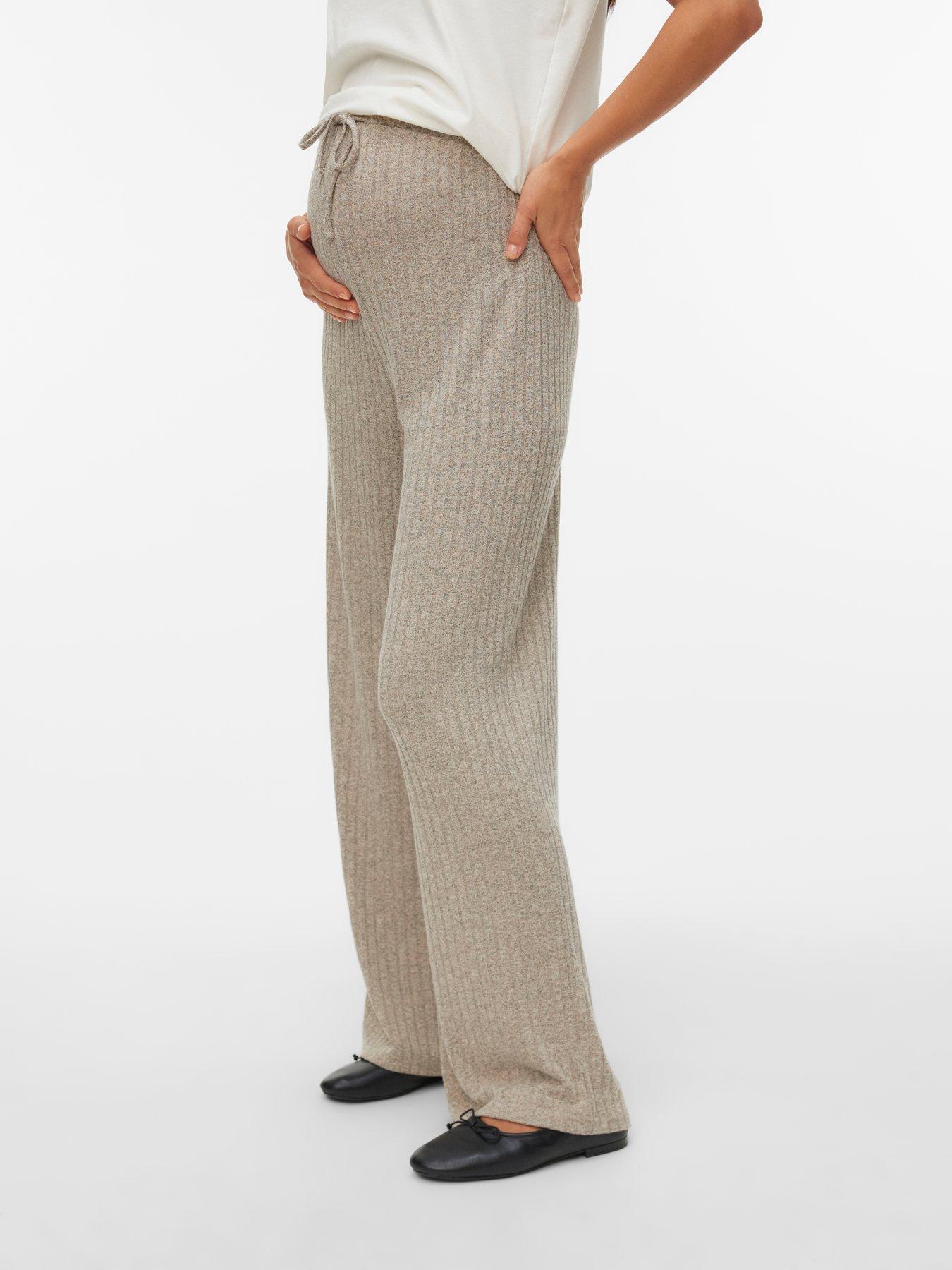 Mamalicious Maternity Jersey Trouser, Grey, Size L, Women