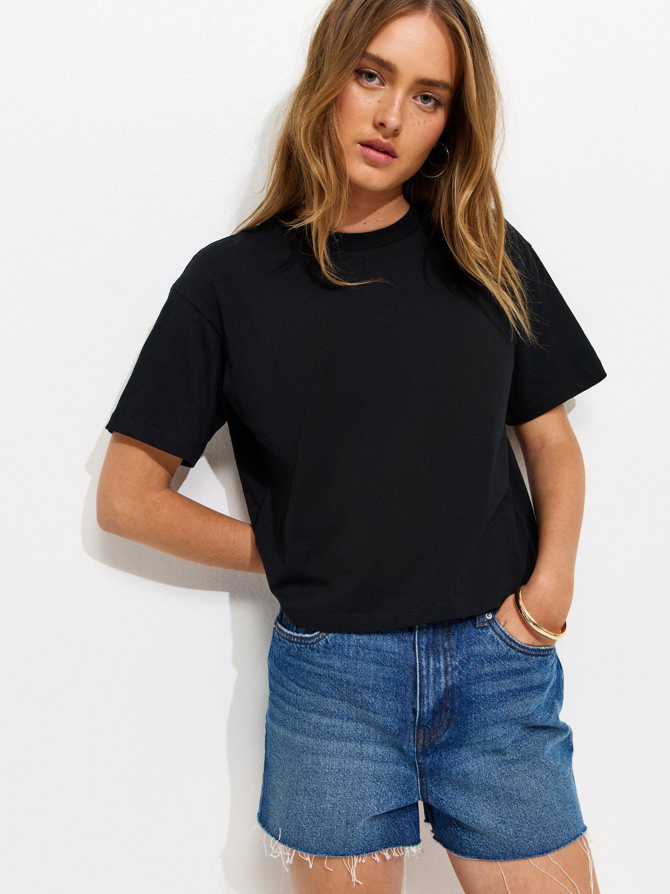 Image 1 of 5 of New Look Cotton Boxy T-Shirt - Black