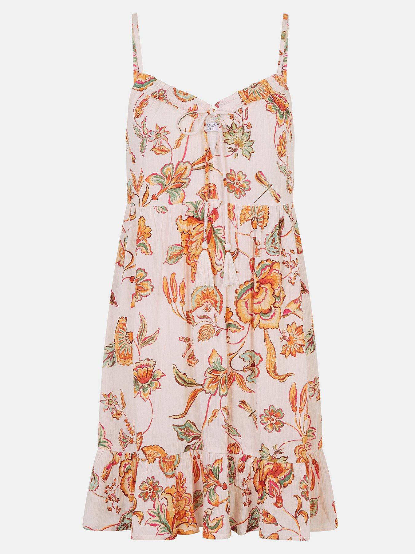 Image 4 of 4 of Accessorize Ivory Floral Tie Front Mi
