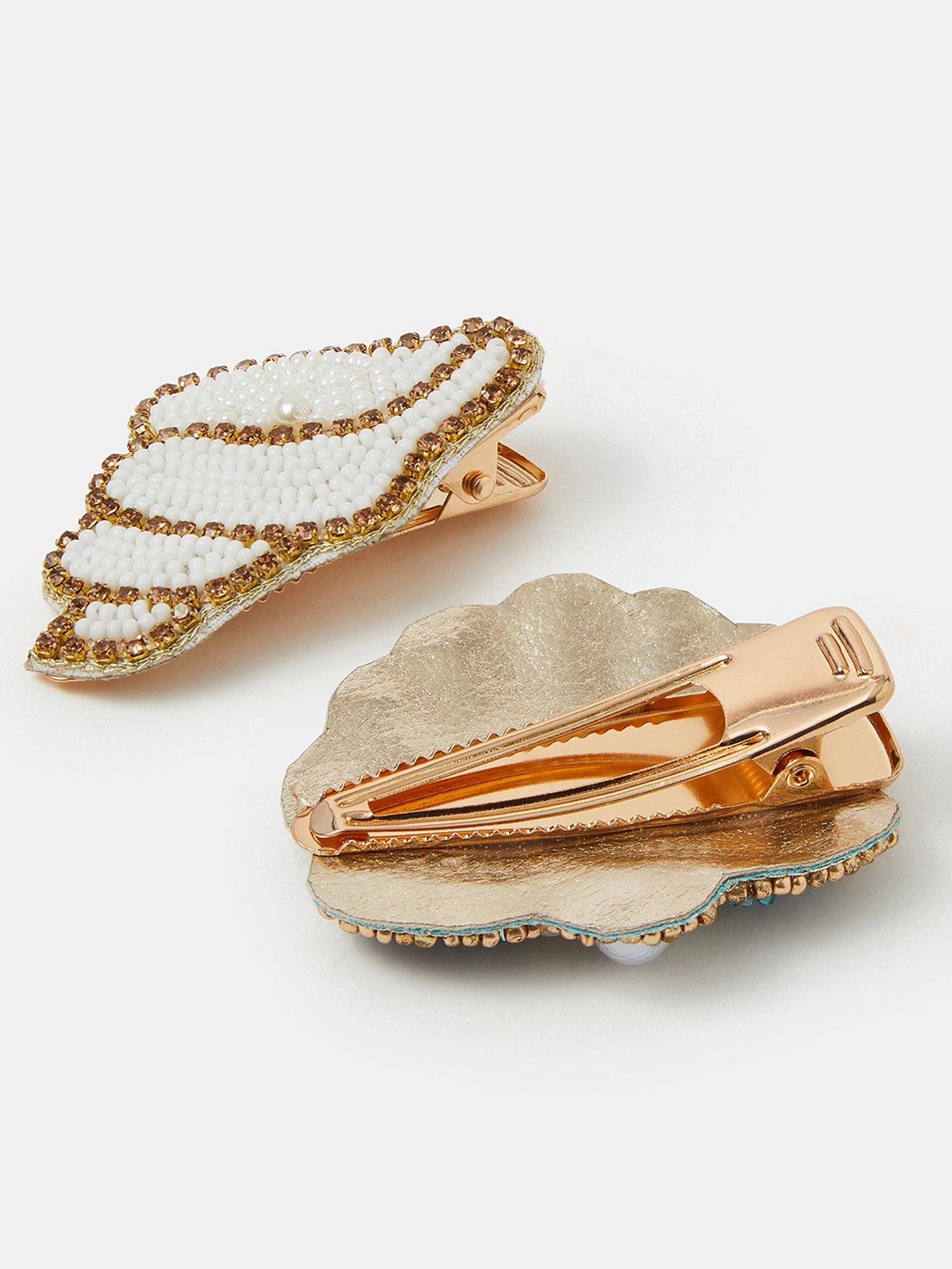 Accessorize 2 X Beaded Shell Snap Hair Clips - Multi | Very