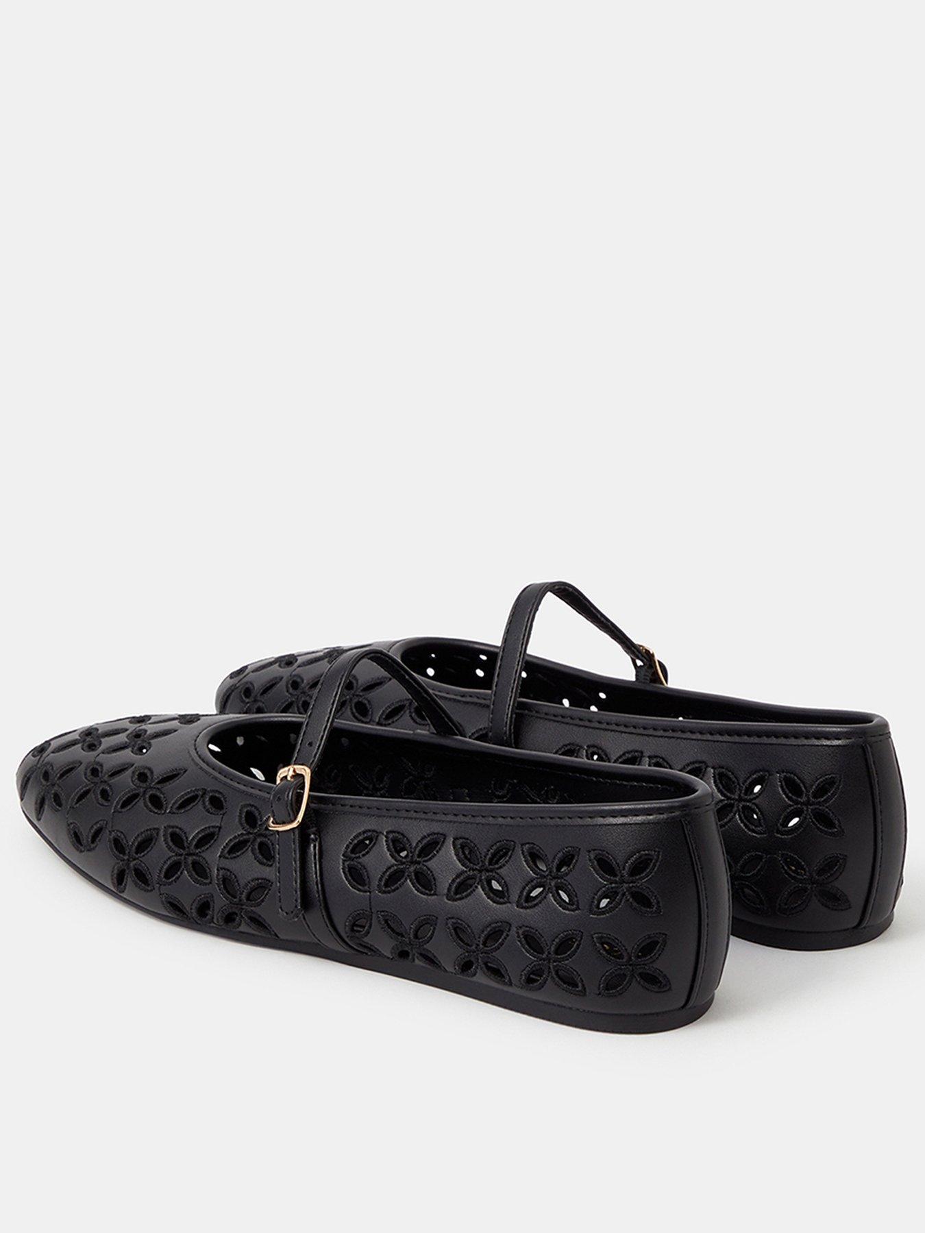 Image 3 of 3 of Accessorize Cut Out Mary Jane Ballet Flats - Black