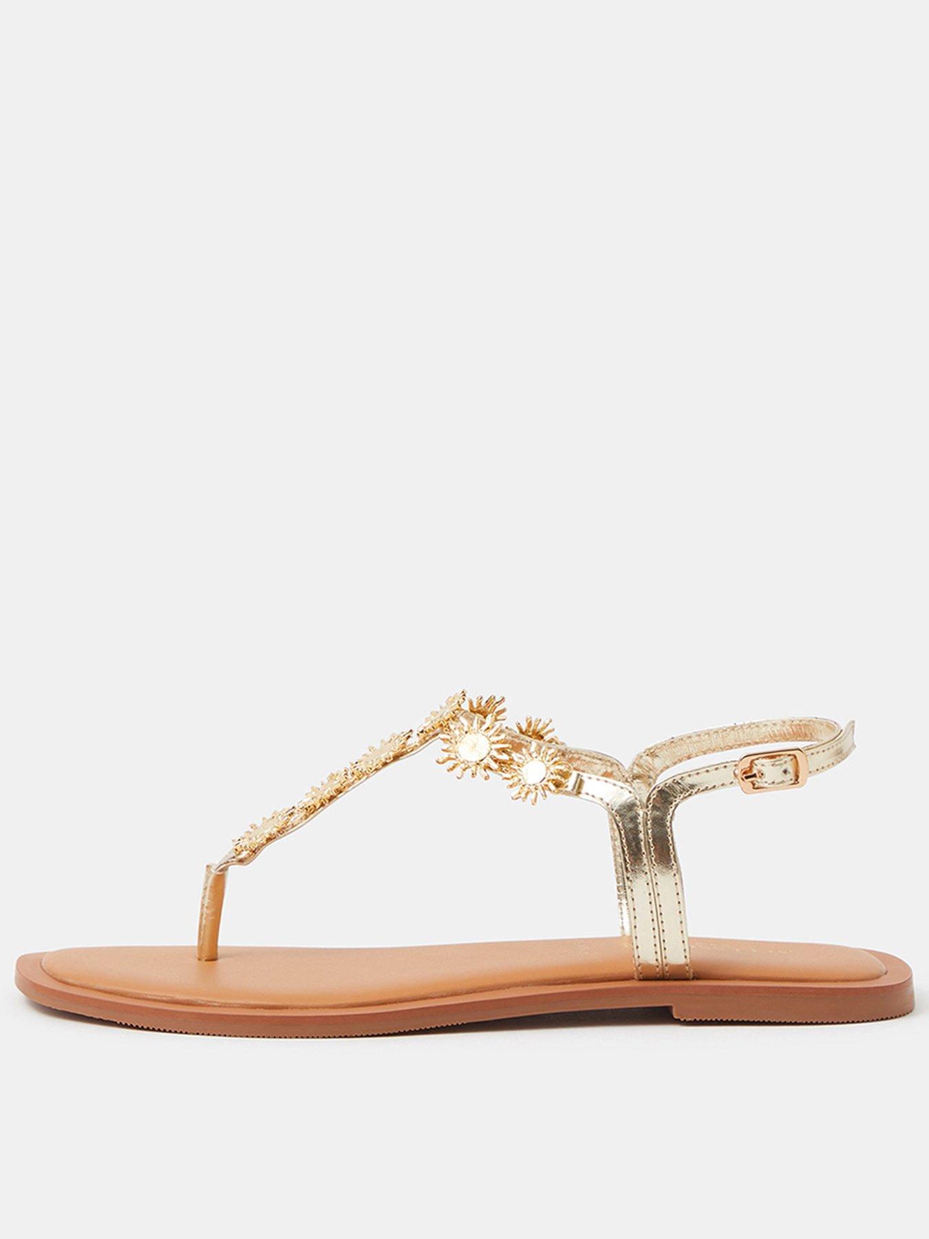 Image 1 of 3 of Accessorize Sun Embellished Sandals - Gold