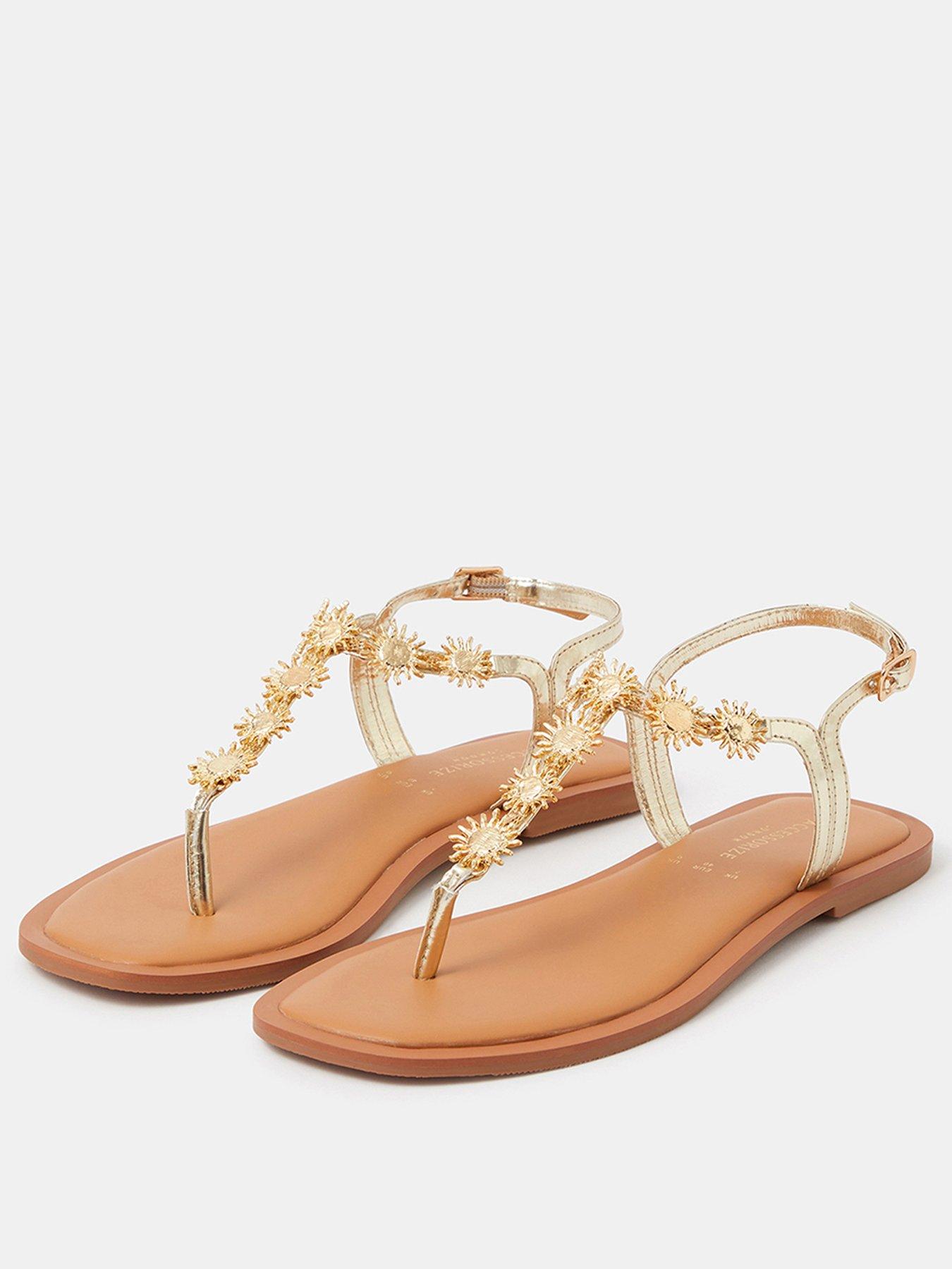 Image 2 of 3 of Accessorize Sun Embellished Sandals - Gold