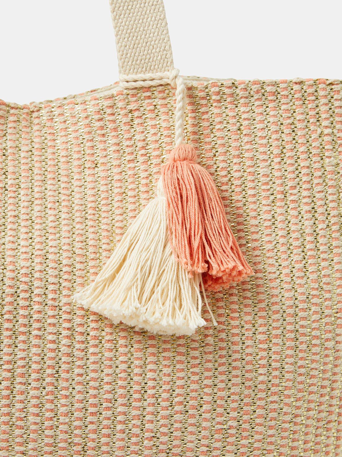 Image 4 of 5 of Accessorize Woven Metallic Beach Bag - Orange