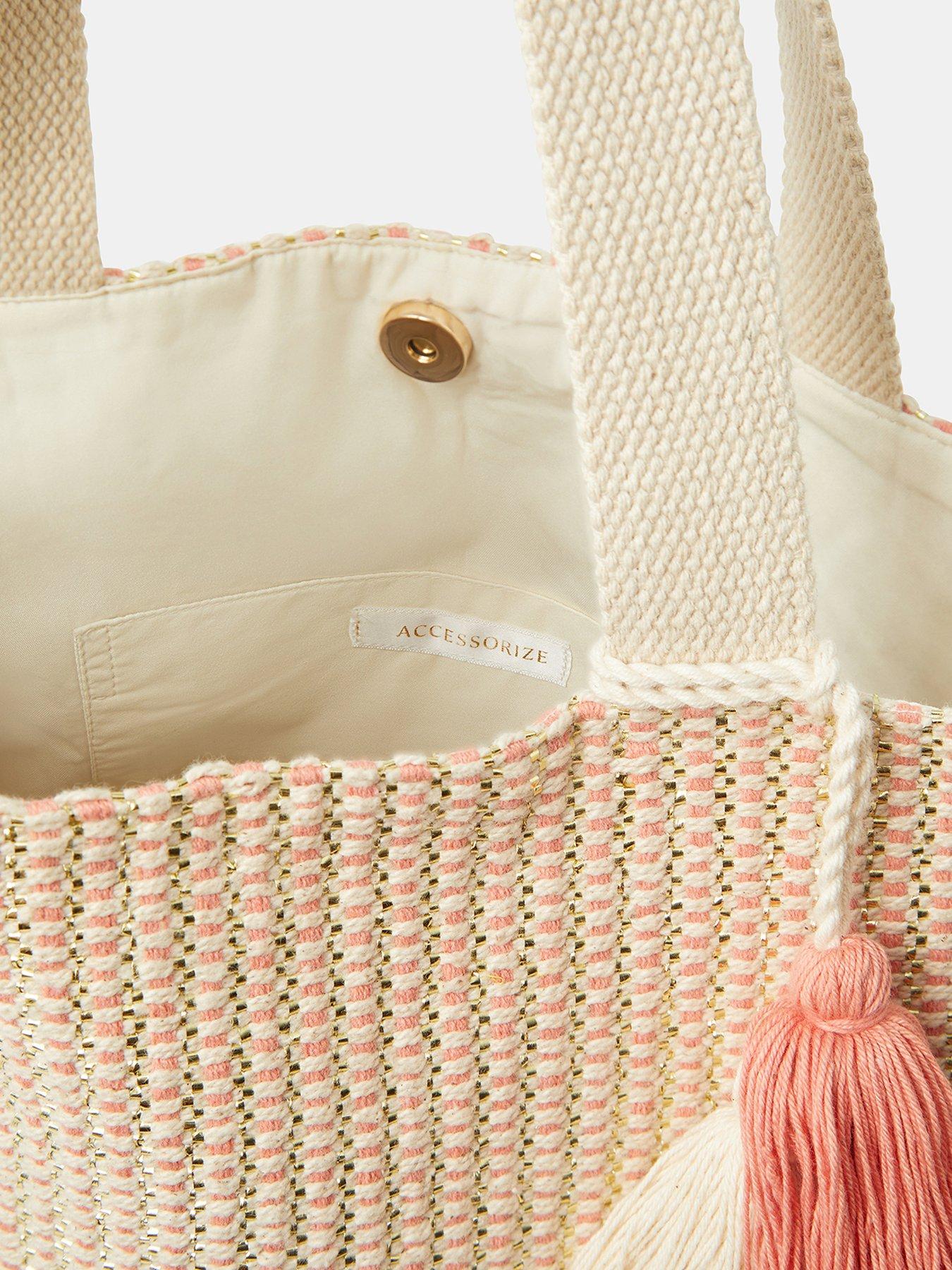 Image 5 of 5 of Accessorize Woven Metallic Beach Bag - Orange