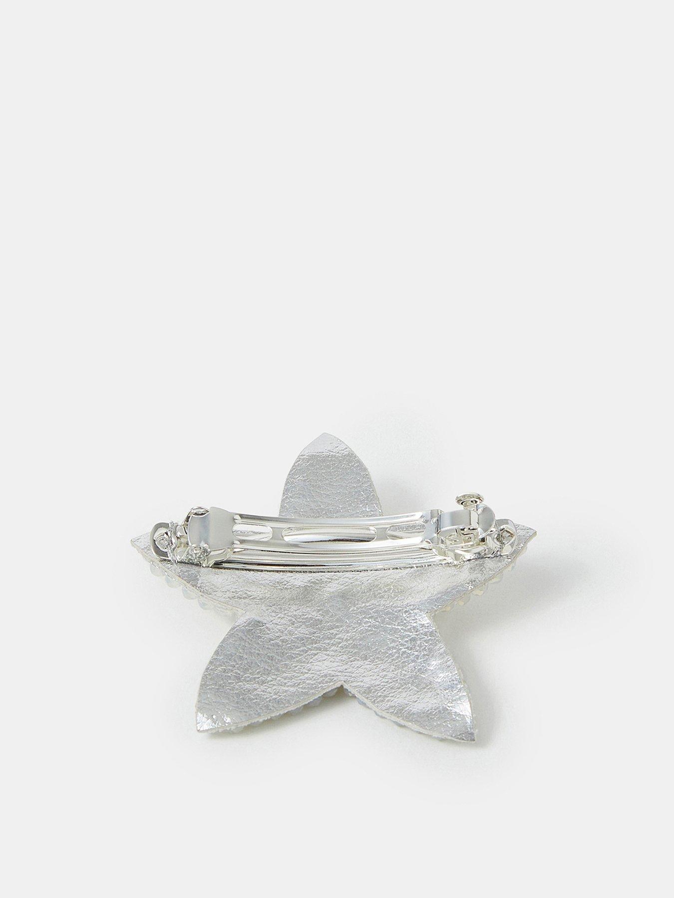 Image 3 of 4 of Accessorize Beaded Starfish Barrette Hair Clip - White