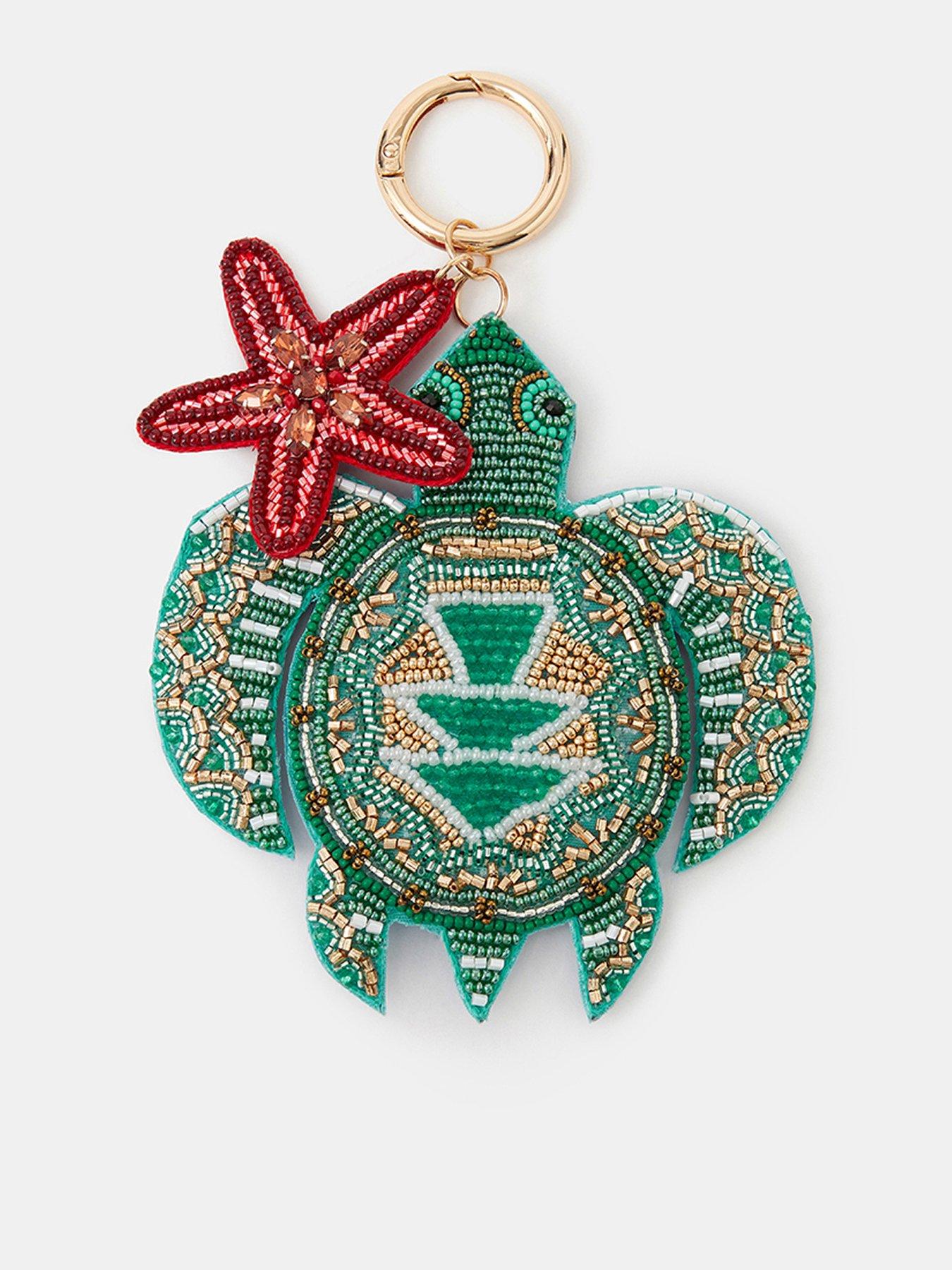 Accessorize Beaded Turtle Bag Charm - Blue