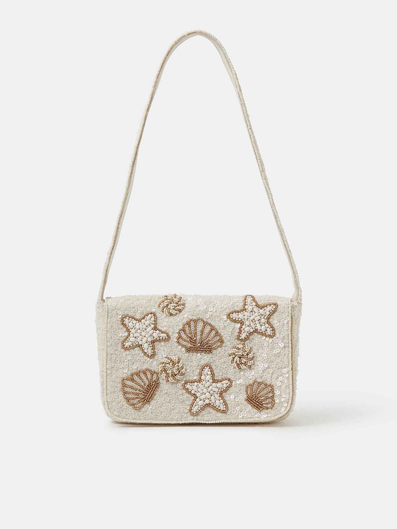 Image 1 of 4 of Accessorize Seashell Sequin Shoulder Bag - Cream