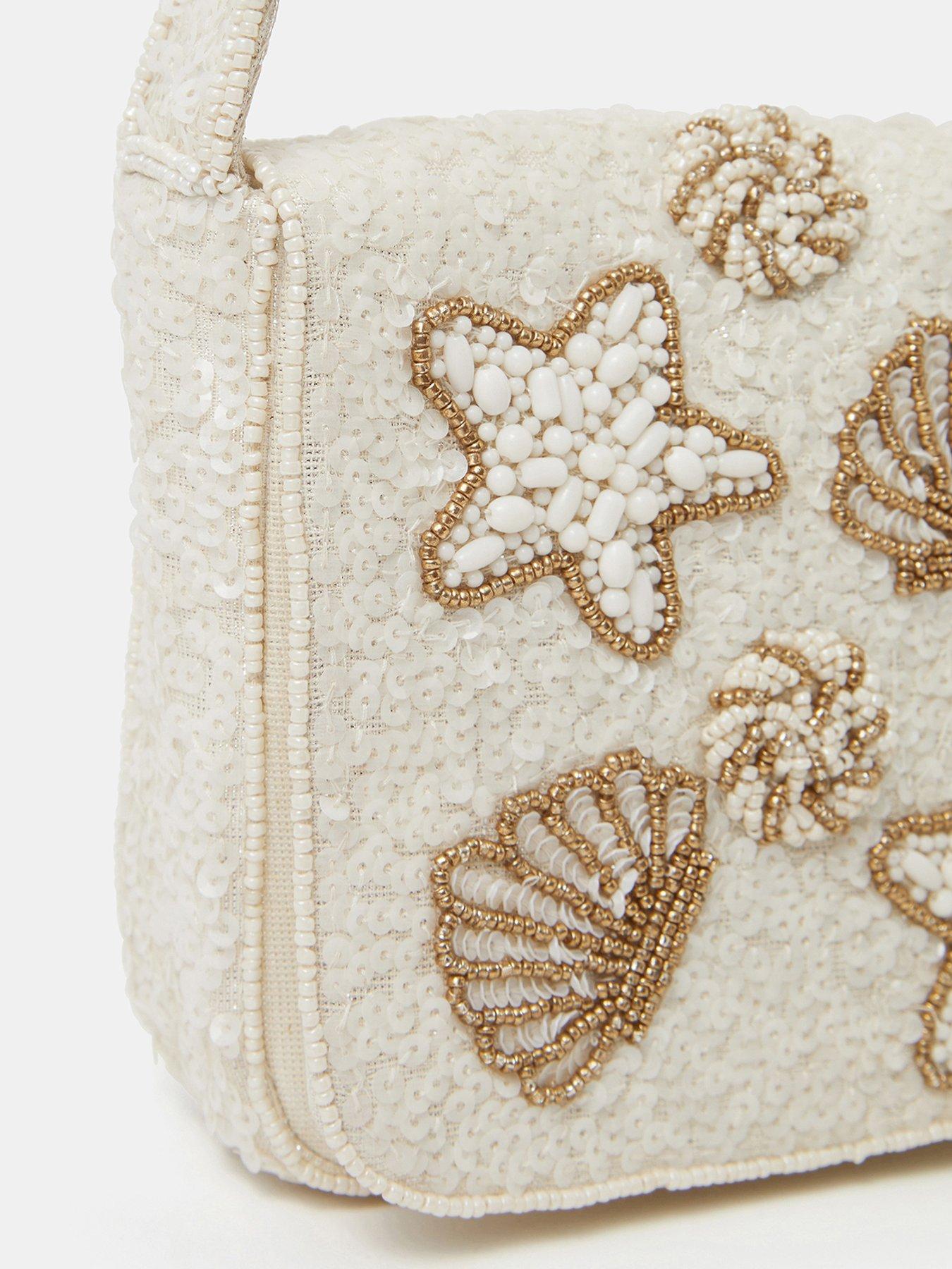 Image 3 of 4 of Accessorize Seashell Sequin Shoulder Bag - Cream