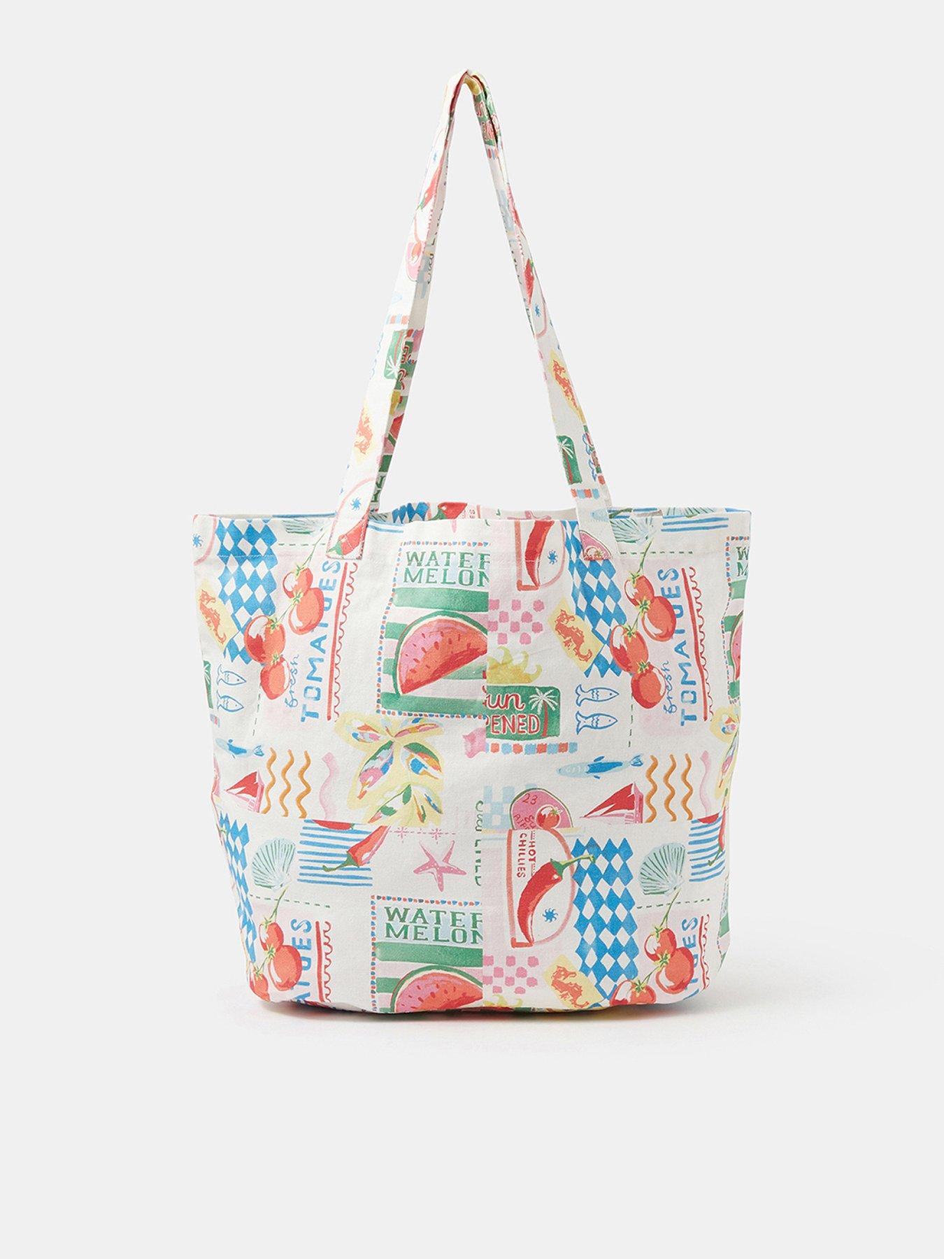 Image 1 of 5 of Accessorize Postcard Print Shopper Bag - Multi