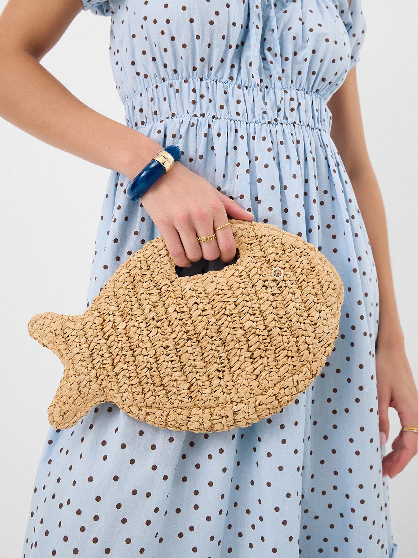 Image 2 of 5 of Accessorize Raffia Fish Clutch