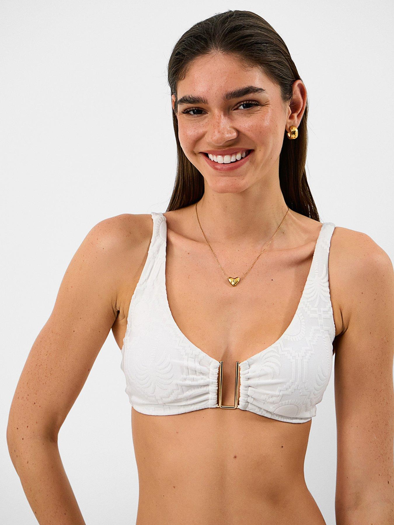 Image 1 of 5 of Accessorize White Jacquard Gold Trim