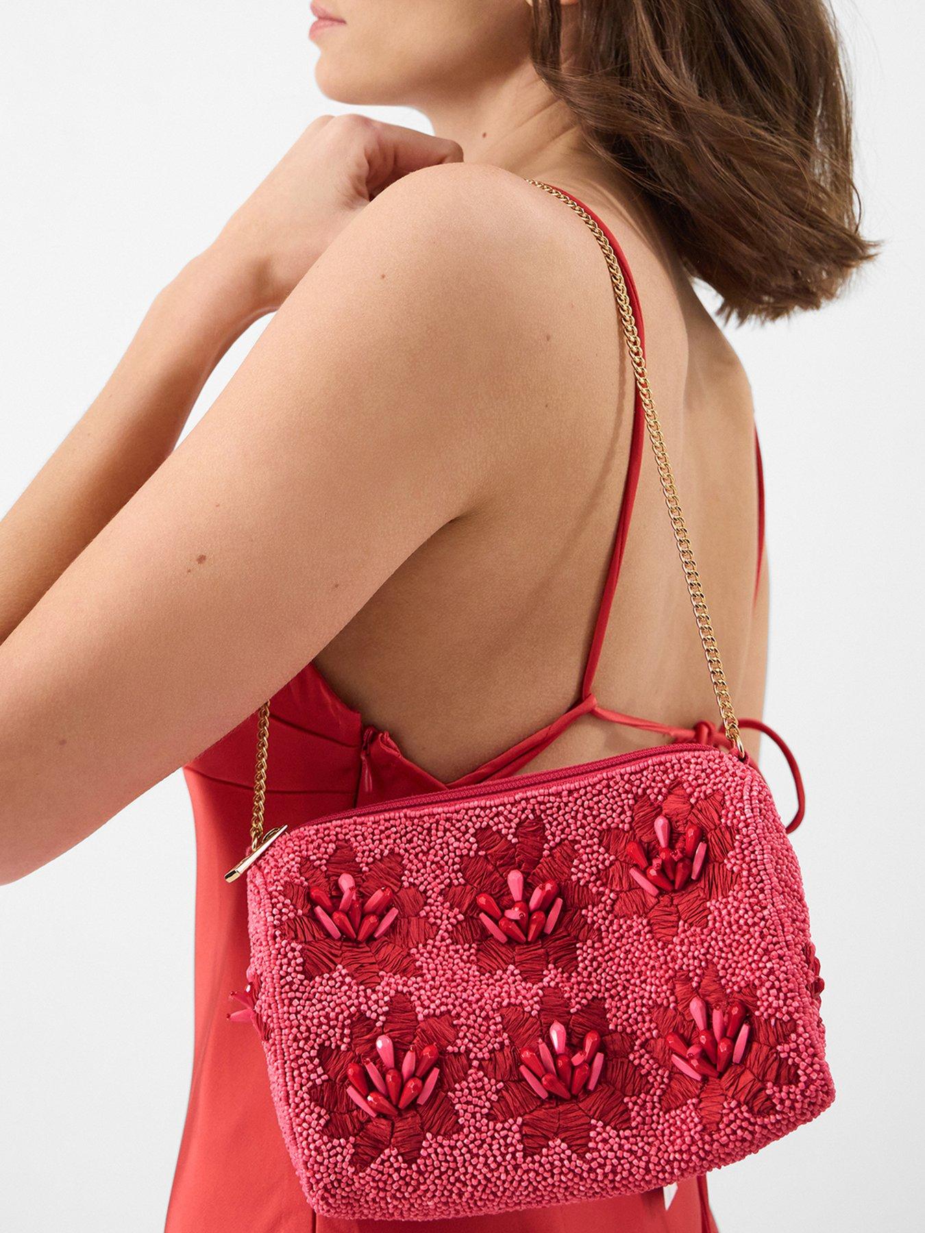 Image 2 of 5 of Accessorize Floral Bead Embellished Bag - Pink