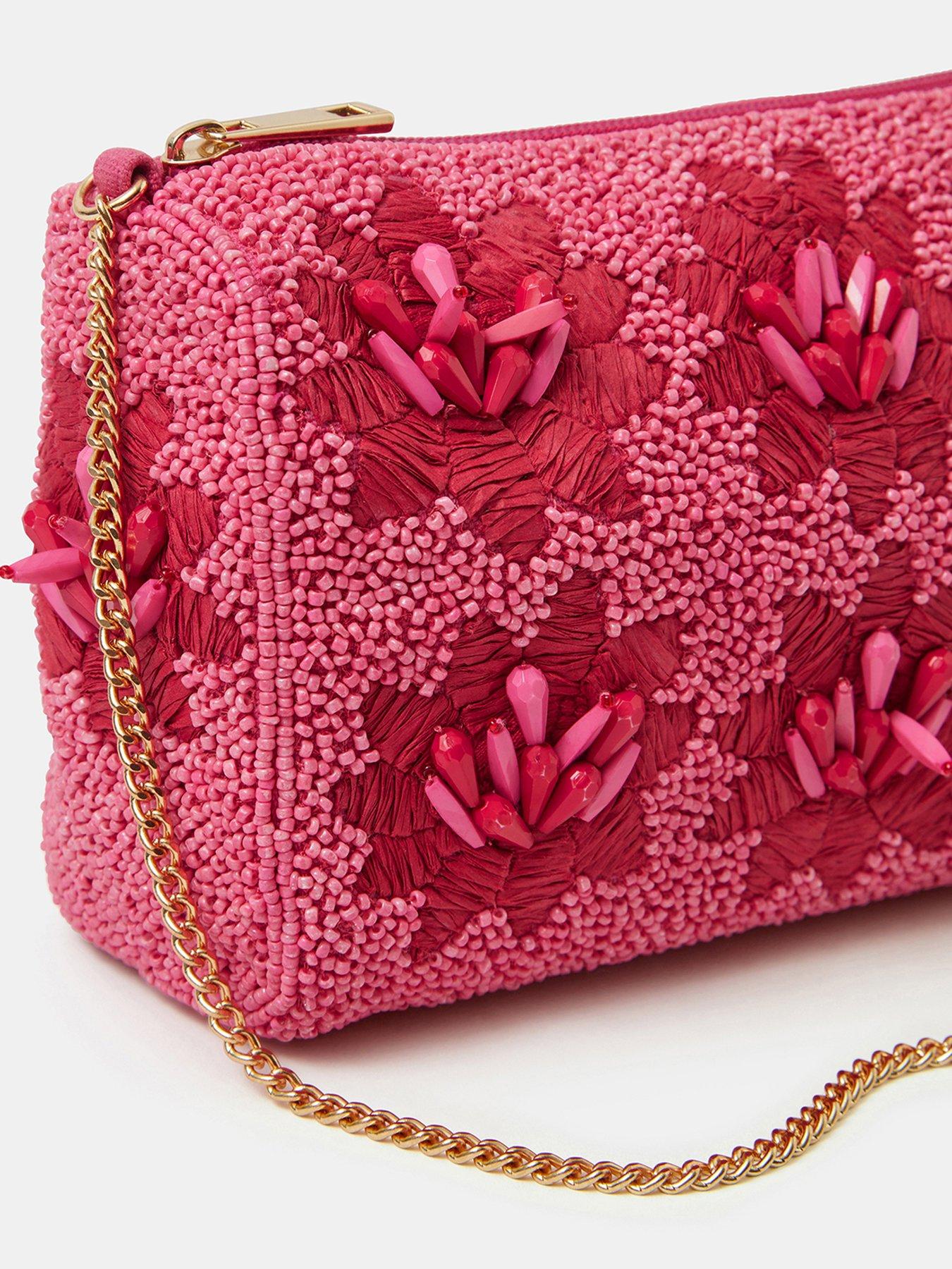 Image 4 of 5 of Accessorize Floral Bead Embellished Bag - Pink