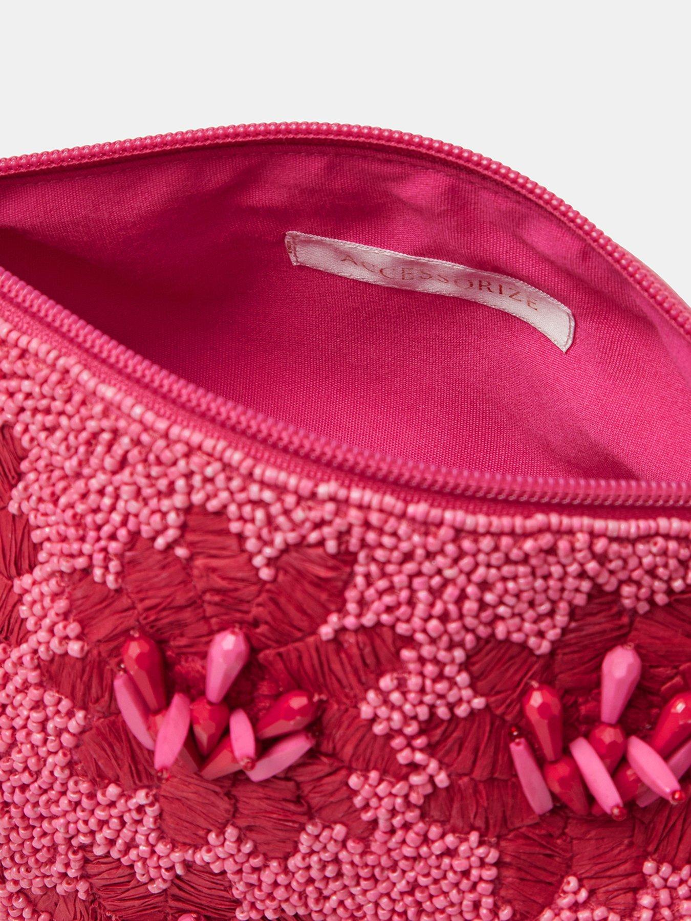Image 5 of 5 of Accessorize Floral Bead Embellished Bag - Pink