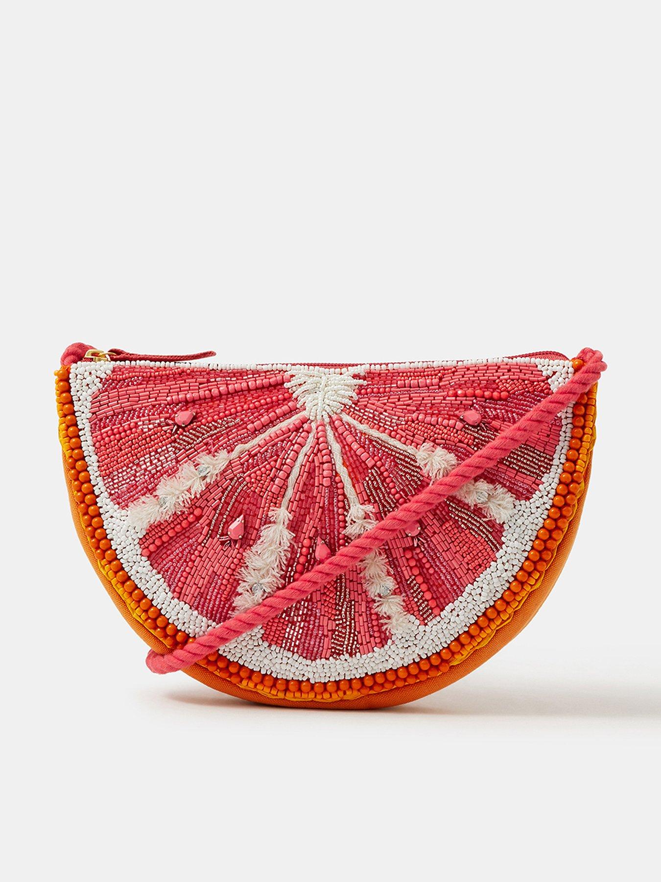 Image 1 of 5 of Accessorize Beaded Grapefruit Crossbody Bag - Orange