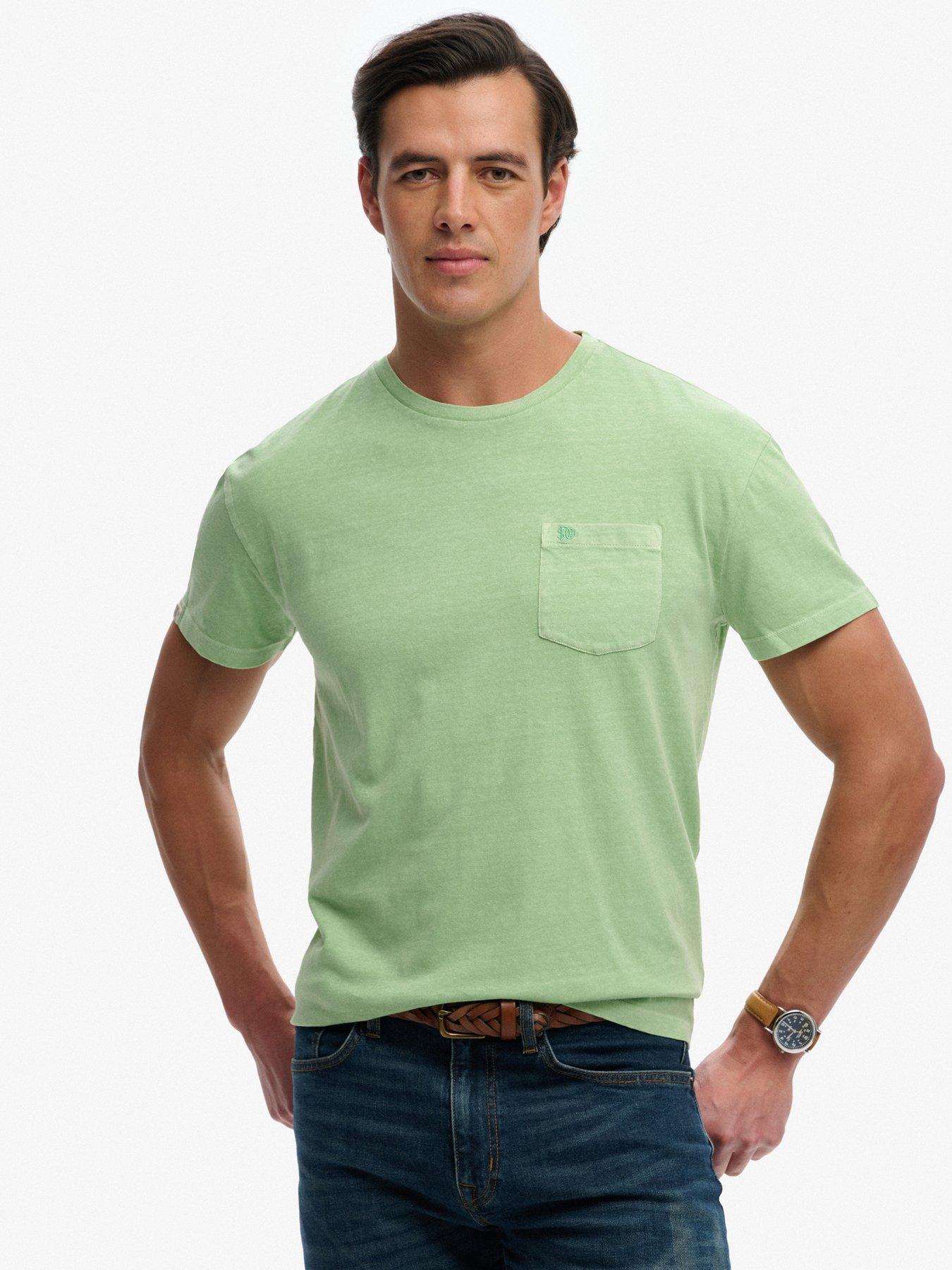 Image 1 of 6 of Superdry Cotton Classic Linen Pocket T-Shirt - Green