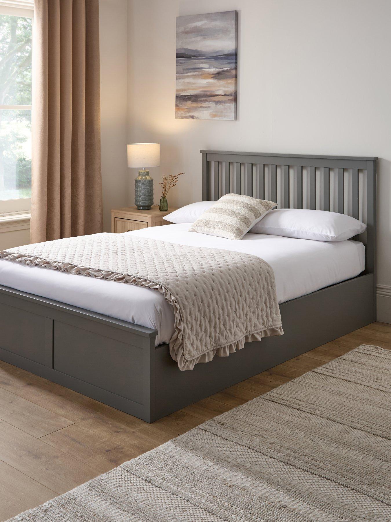 The Very Collection Dawson Lift Up Ottoman Storage Wooden Bed Frame with Mattress Options (Buy  &  SAVE!) - Grey