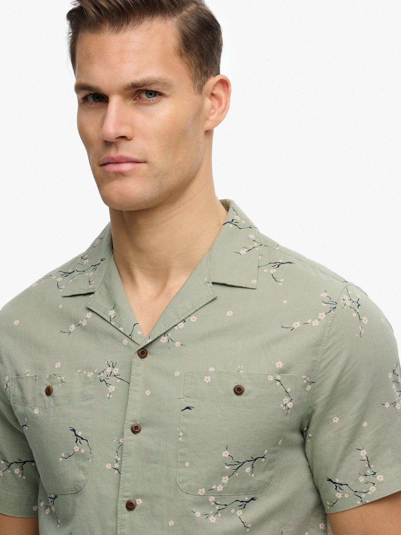 Image 4 of 6 of Superdry Short Sleeve Printed Beach Shirt - Green