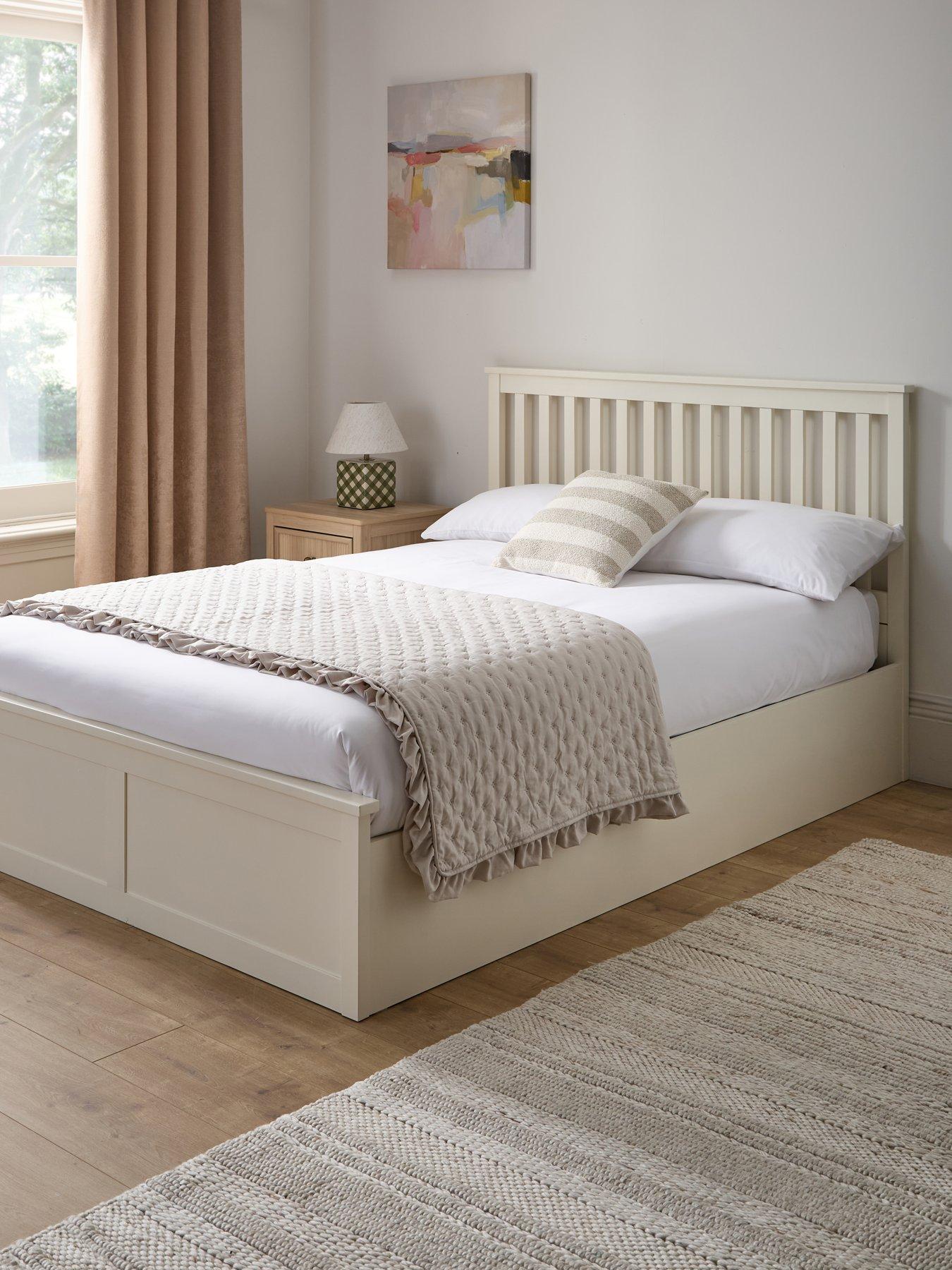 Image 1 of 7 of The Very Collection Dawson Lift Up Ottoman Storage Wooden Bed Frame with Mattress Options (Buy &amp; SAVE!) - White