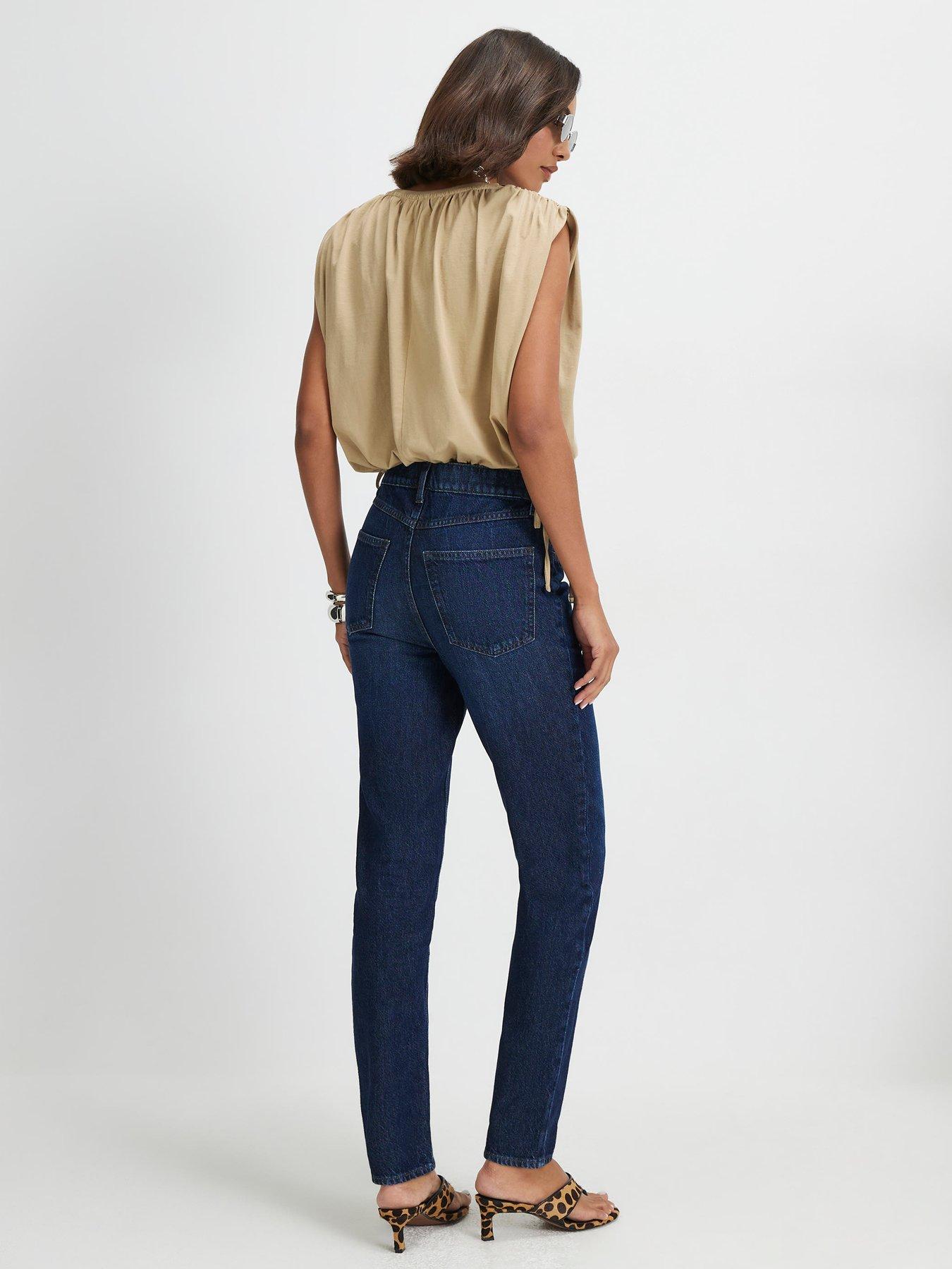 Image 2 of 6 of River Island High Waisted Classic Slim Fit Jeans - Blue