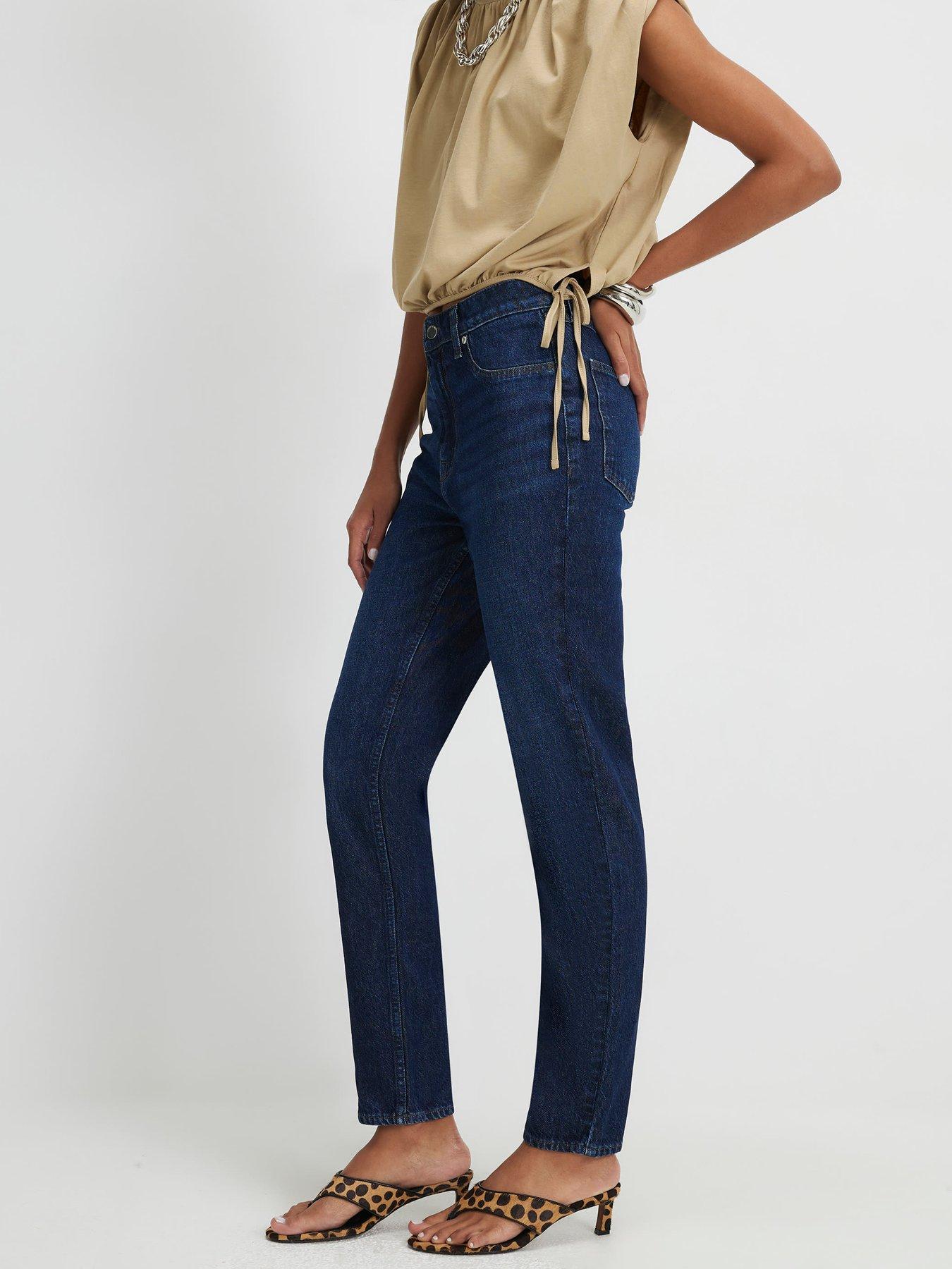 Image 4 of 6 of River Island High Waisted Classic Slim Fit Jeans - Blue