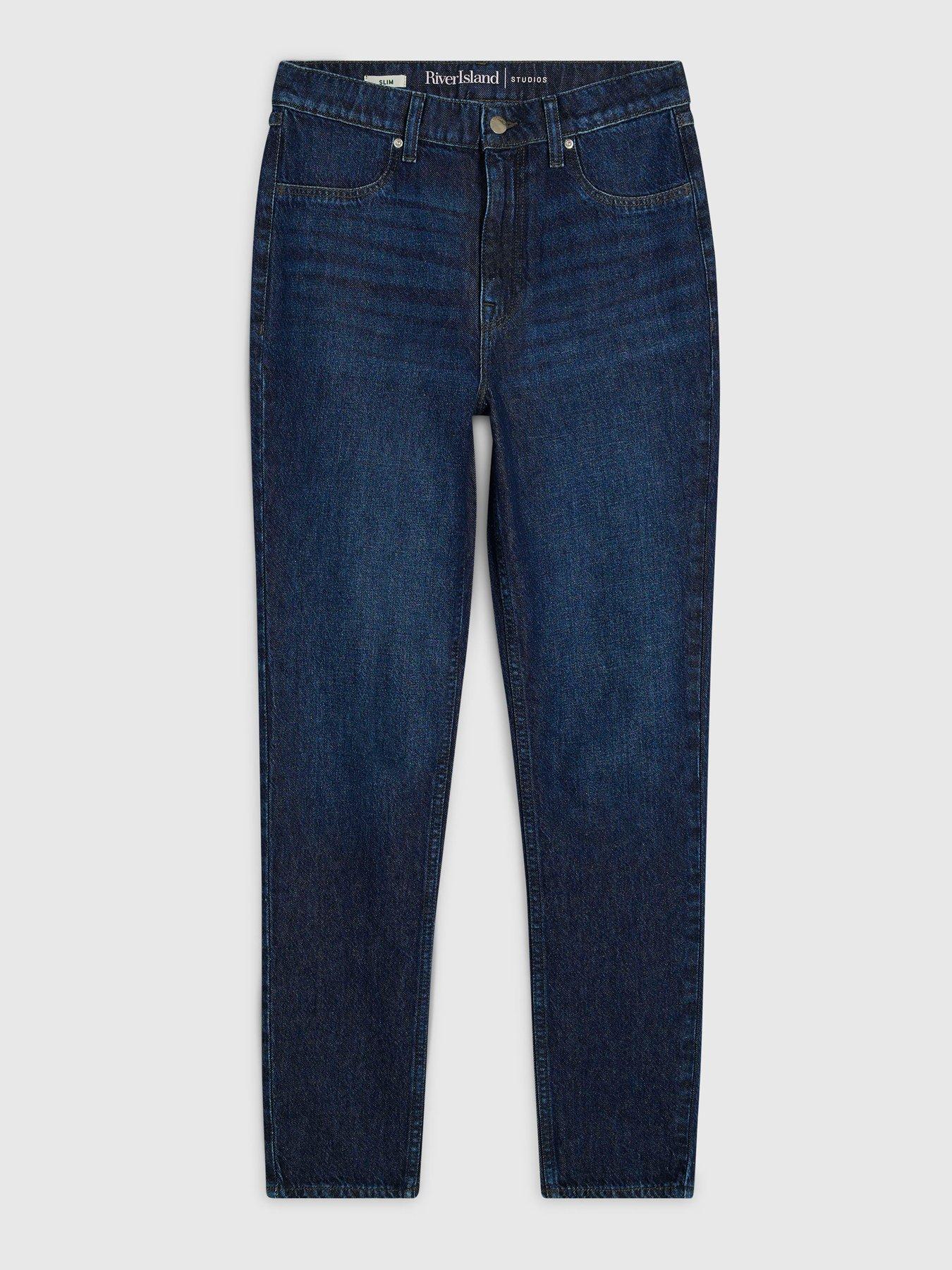 Image 5 of 6 of River Island High Waisted Classic Slim Fit Jeans - Blue
