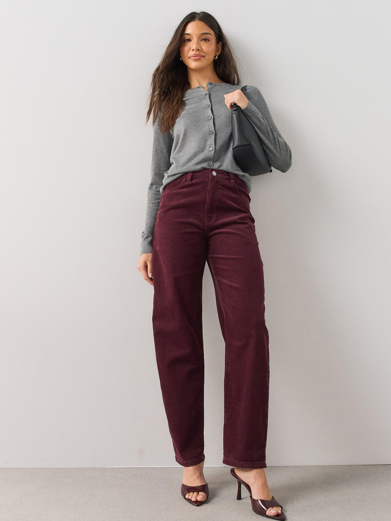The Very Collection Barrel Cord Trousers - Burgundy