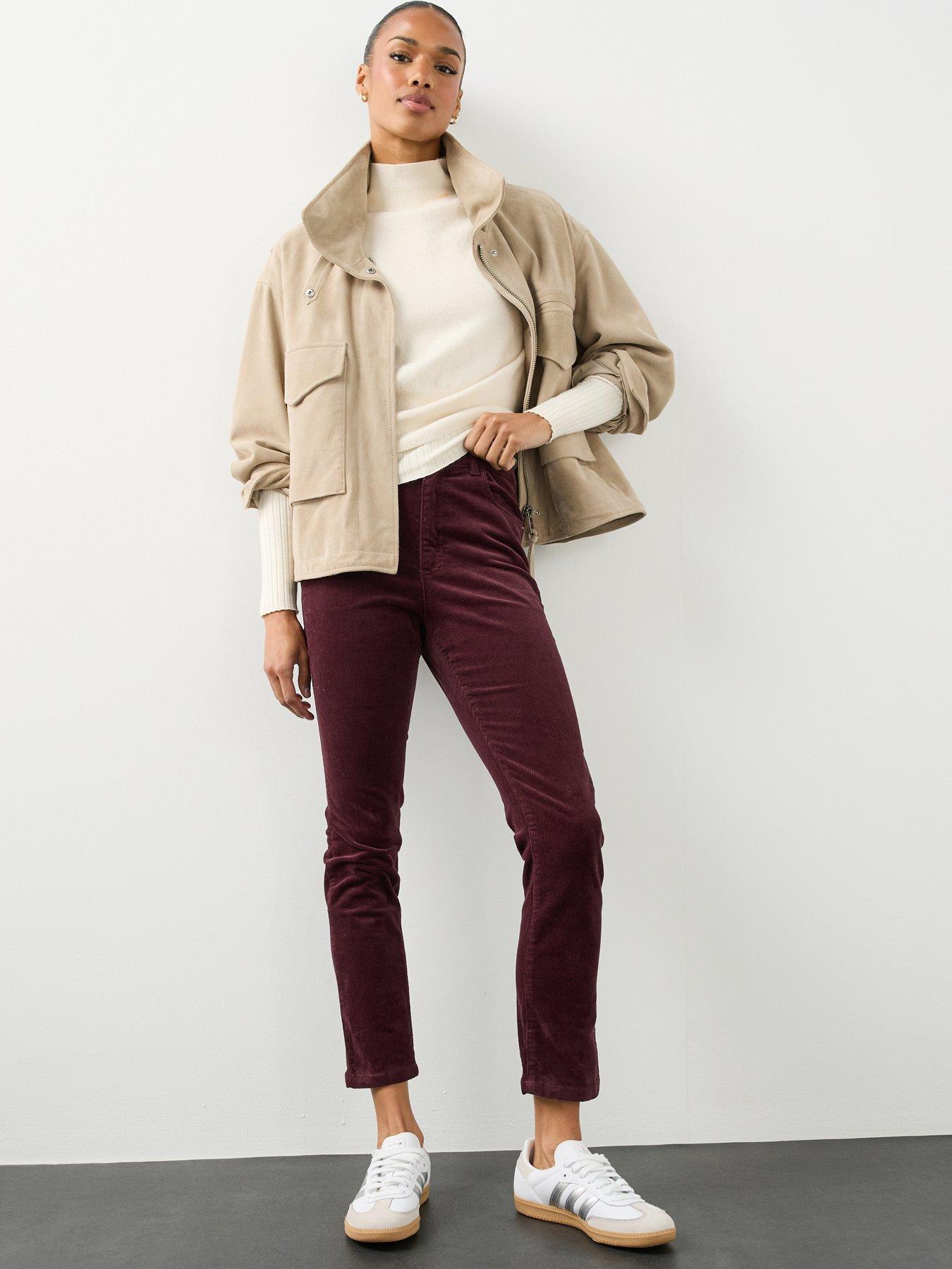 Image 1 of 7 of The Very Collection Womens Straight Leg Stretch Cord Trousers - Burgundy