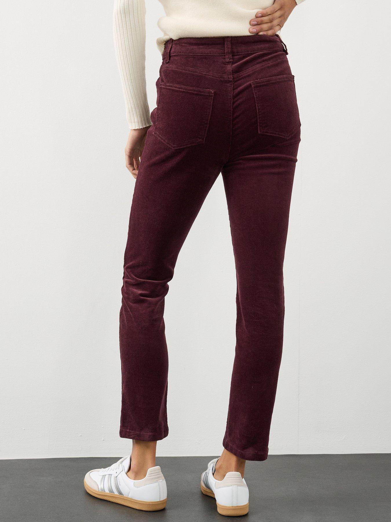 Image 2 of 7 of The Very Collection Womens Straight Leg Stretch Cord Trousers - Burgundy