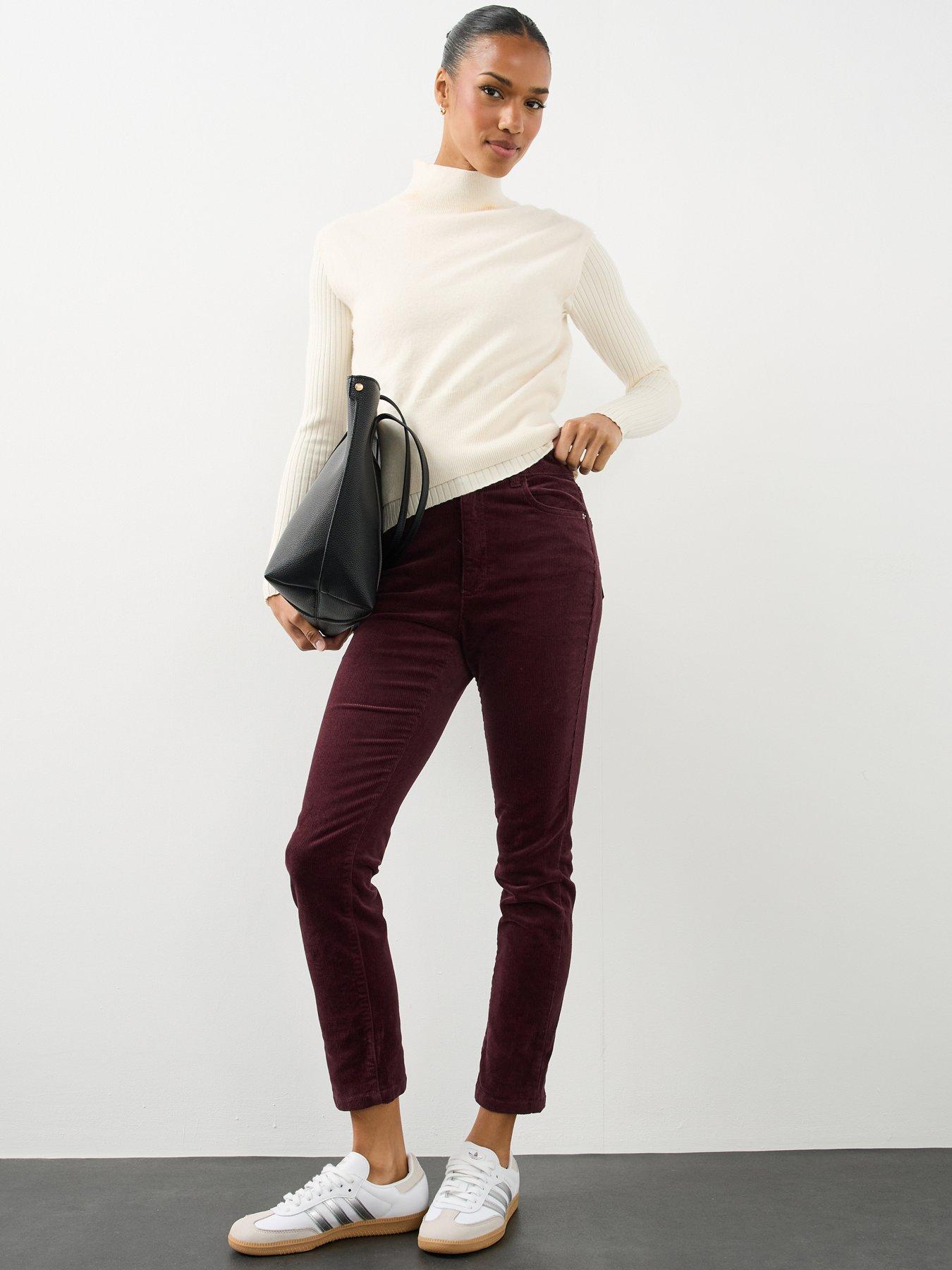 Image 3 of 7 of The Very Collection Womens Straight Leg Stretch Cord Trousers - Burgundy