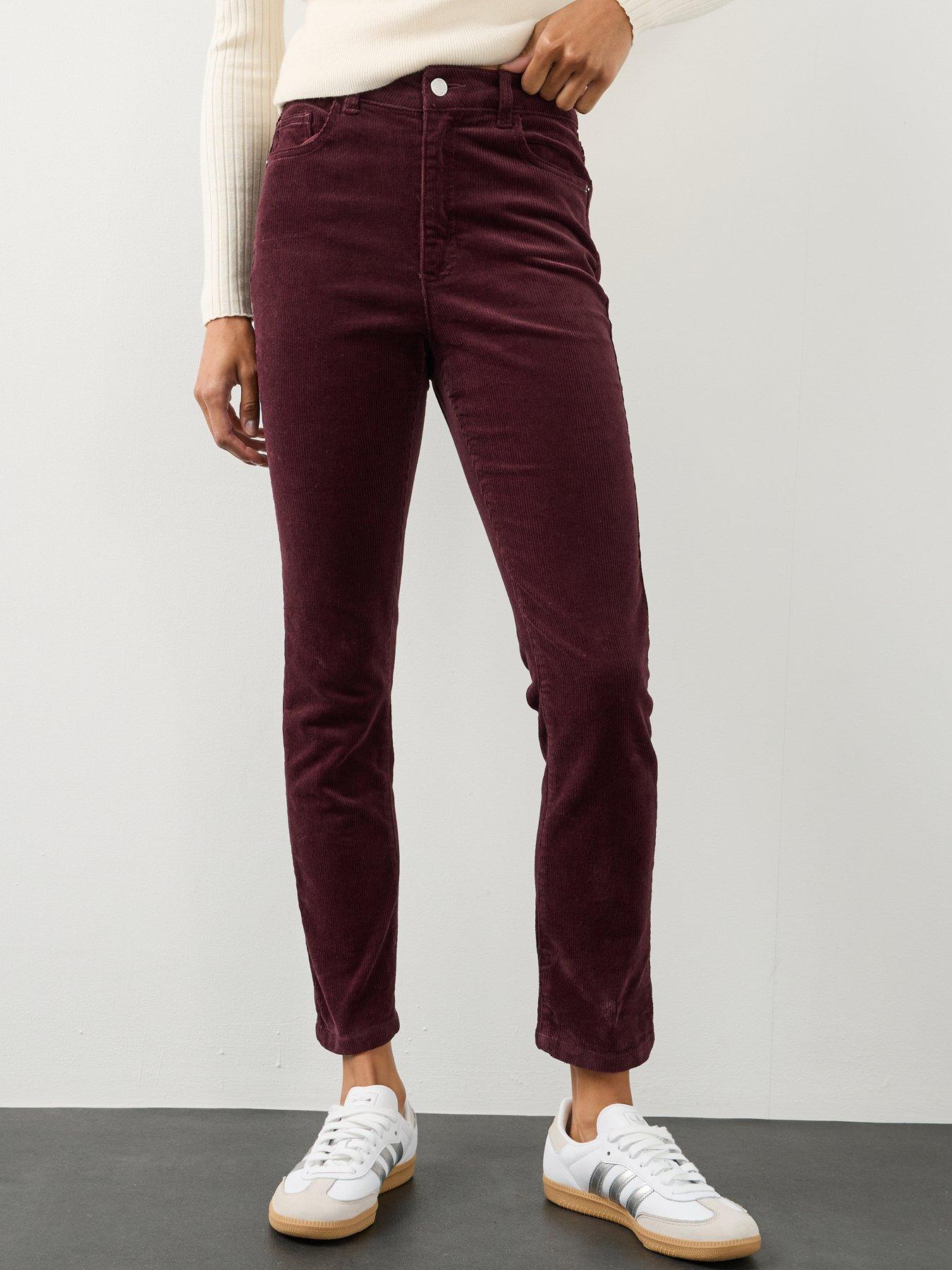 Image 4 of 7 of The Very Collection Womens Straight Leg Stretch Cord Trousers - Burgundy