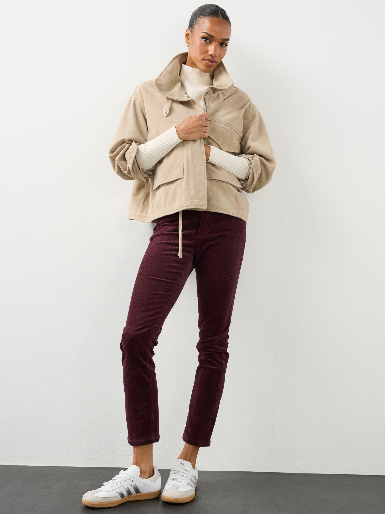 Image 5 of 7 of The Very Collection Womens Straight Leg Stretch Cord Trousers - Burgundy