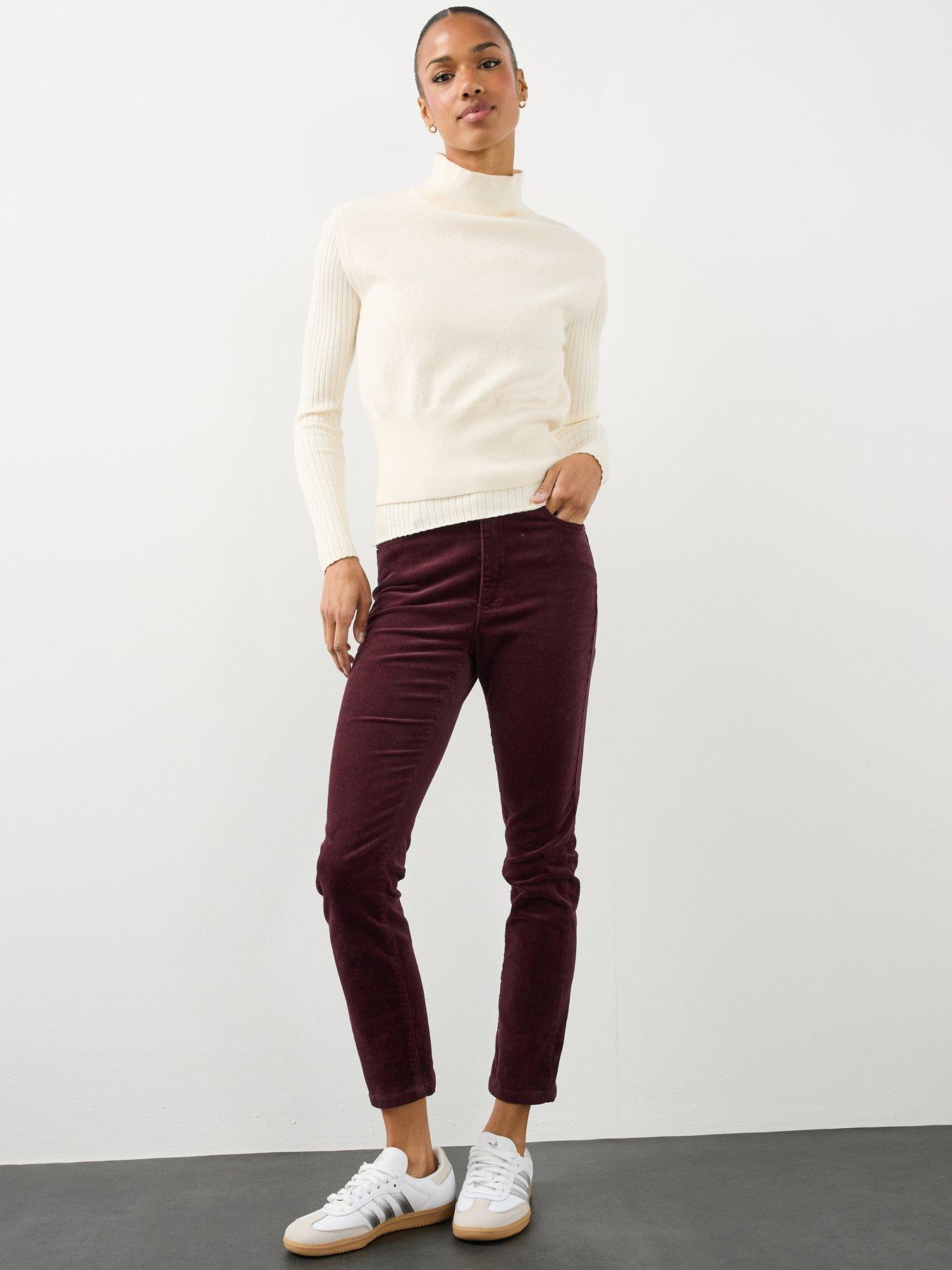 Image 6 of 7 of The Very Collection Womens Straight Leg Stretch Cord Trousers - Burgundy
