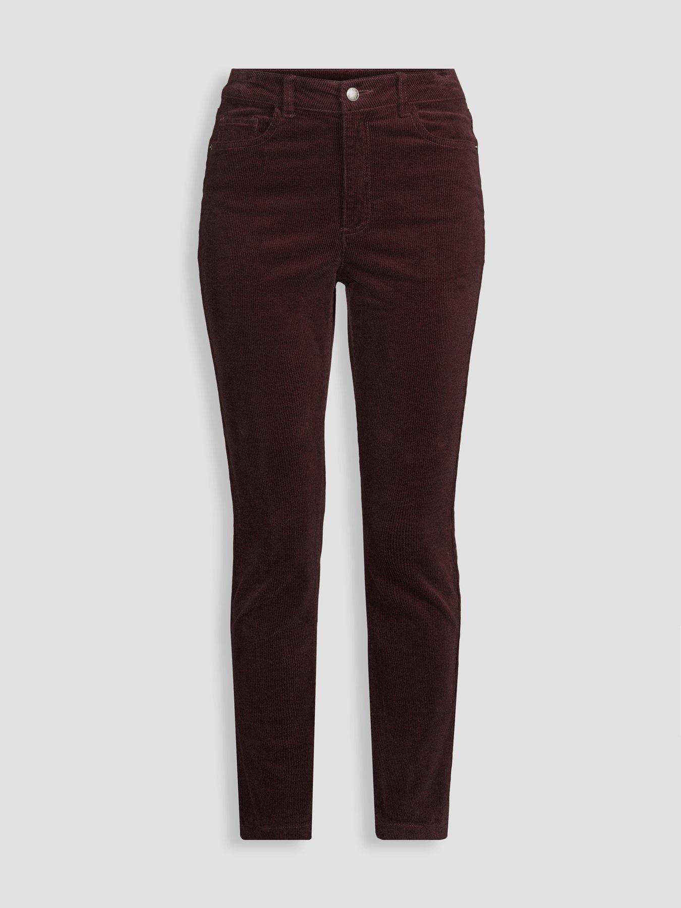 Image 7 of 7 of The Very Collection Womens Straight Leg Stretch Cord Trousers - Burgundy