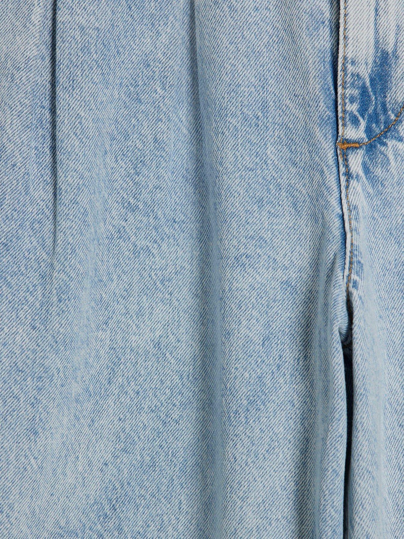 Image 6 of 6 of River Island Womens Chilli Pleat Belted Wide Leg Jeans - Blue