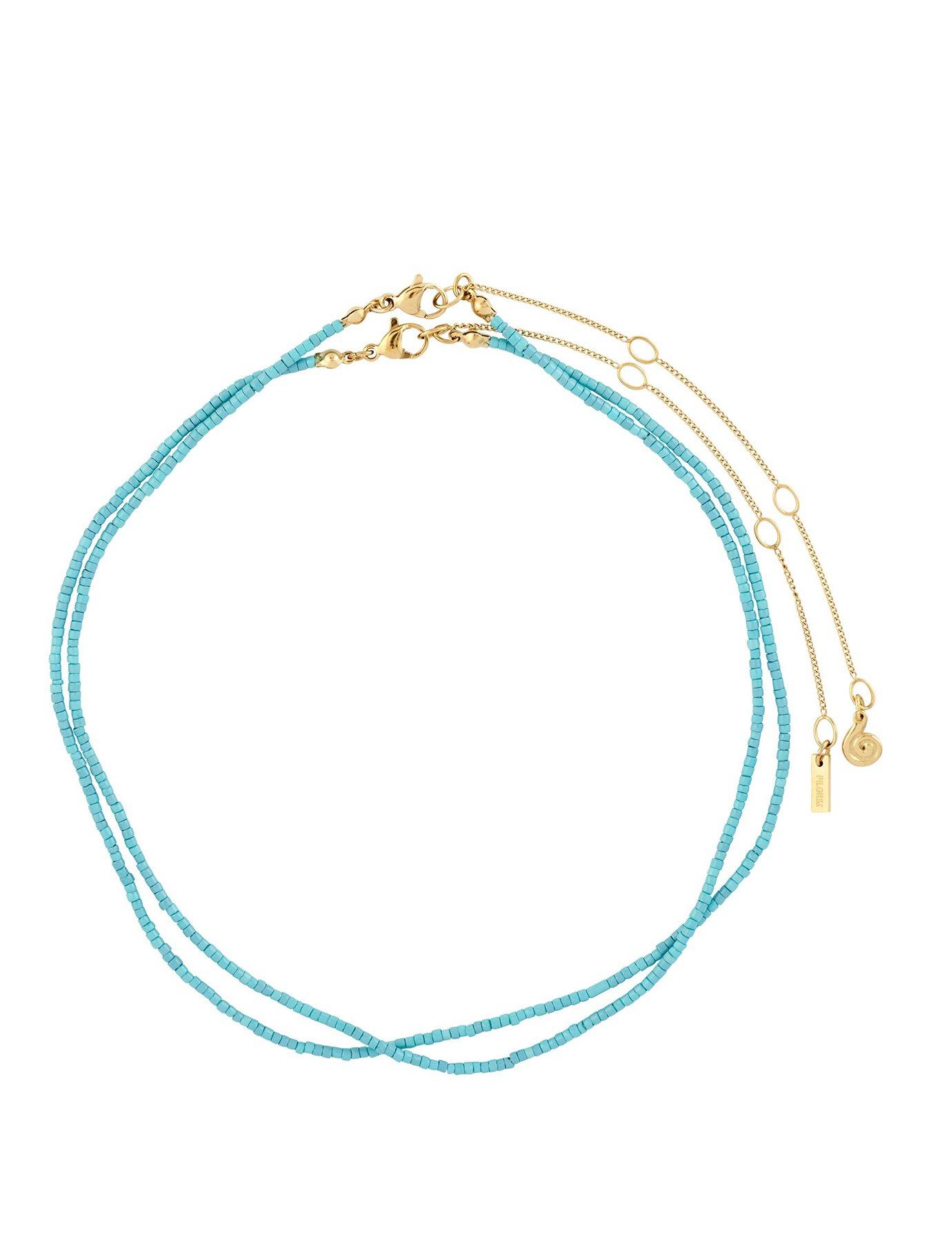 Pilgrim HAZE necklaces 2-in-1 set, blue/gold-plated